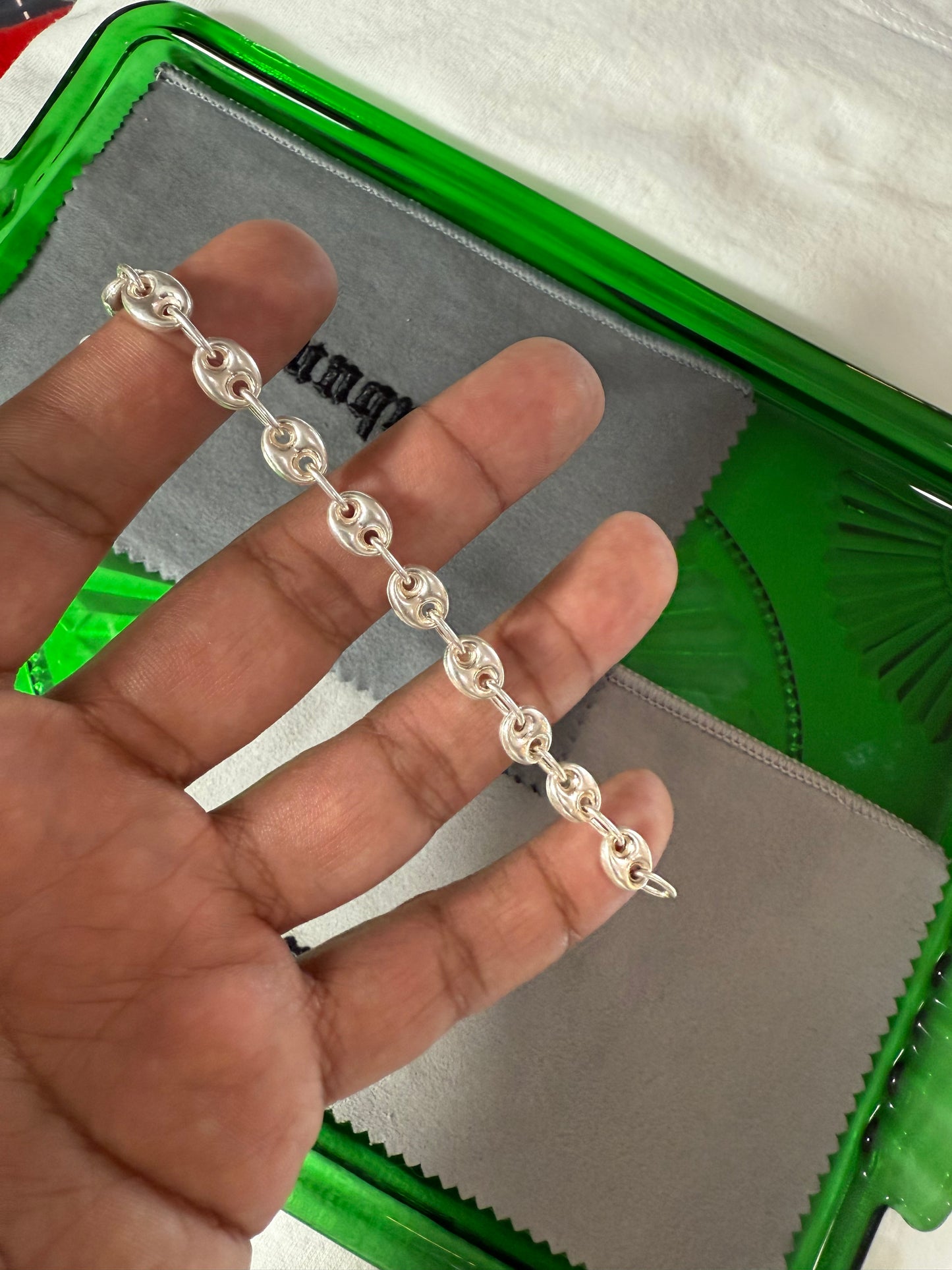 .925 Sterling silver Gucci puff link bracelet 7”