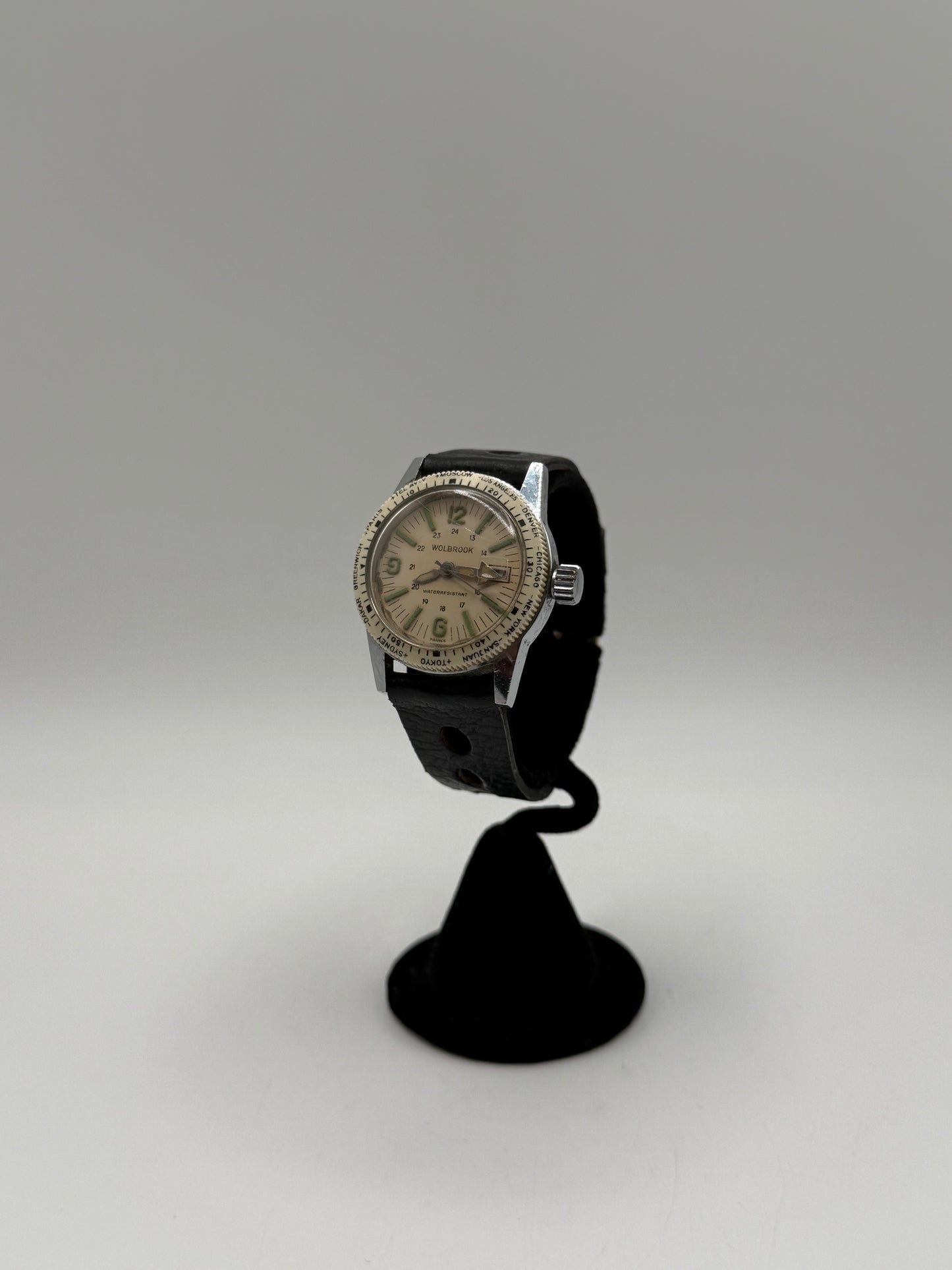 Steel Back 1960s Wolbrook Skindiver Worldtimer Automatic Watch