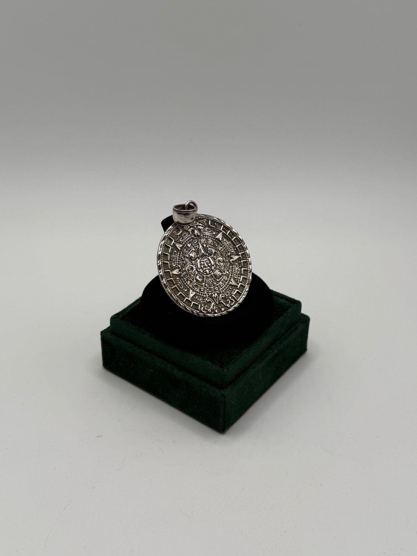 .925 Sterling Silver Aztec Circle Pendant