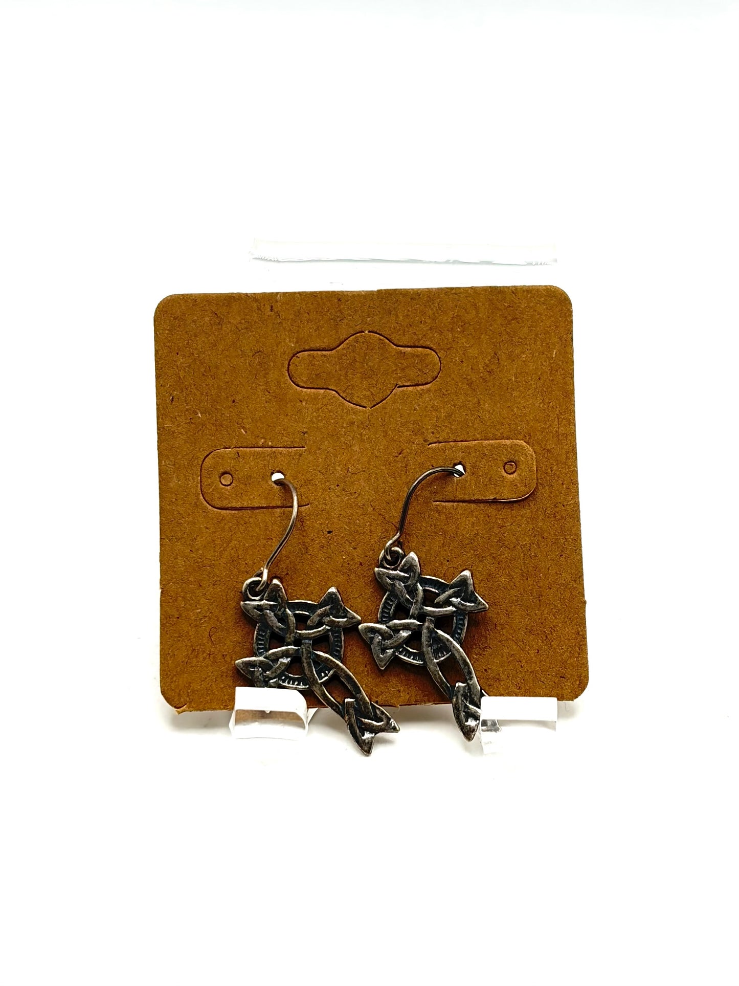 .925 Sterling Silver Celtic Knot Cross Dangle Earrings