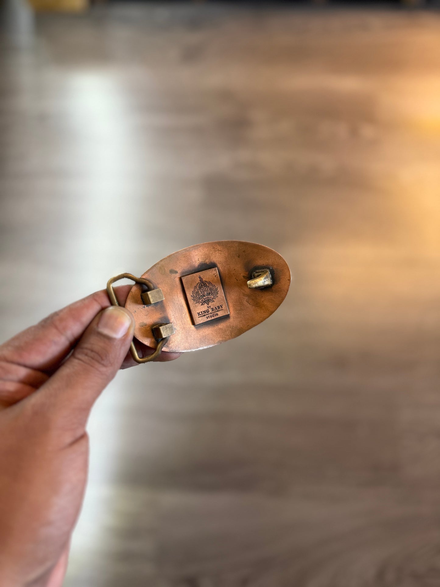 King baby brass belt buckle