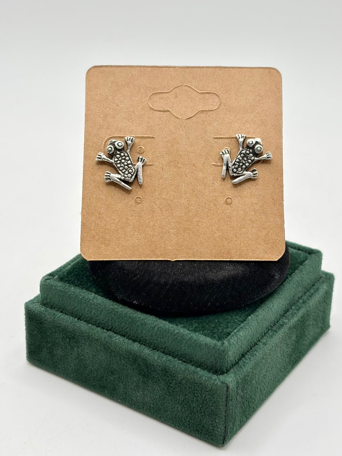 .925 Sterling Silver Frog Earrings