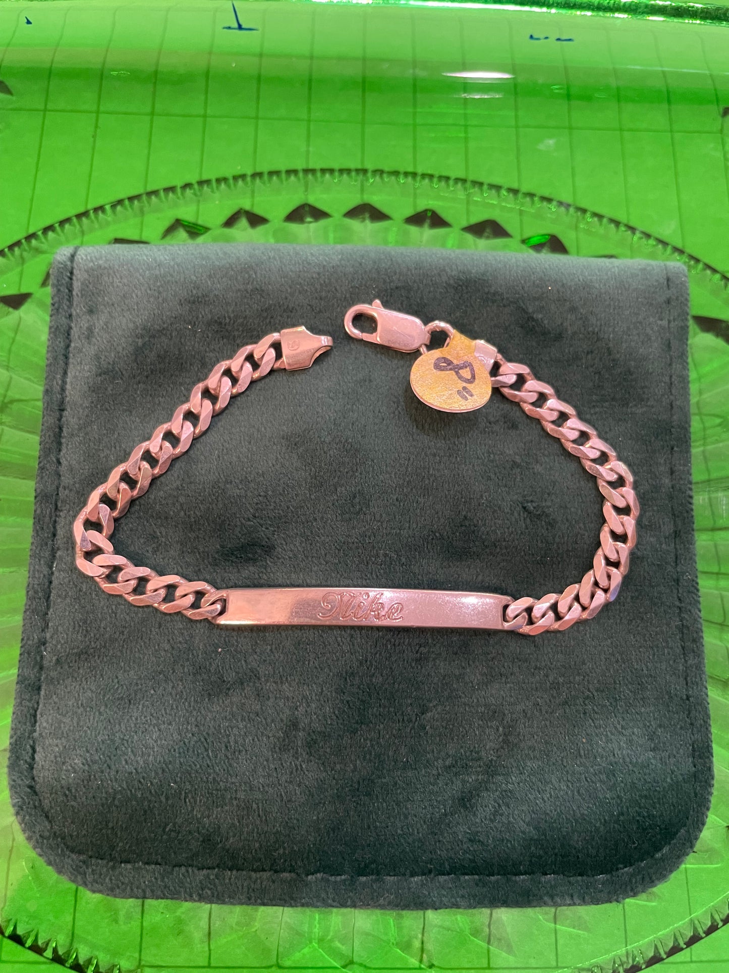 .925 Sterling silver “Mike”plaque bracelet 8”