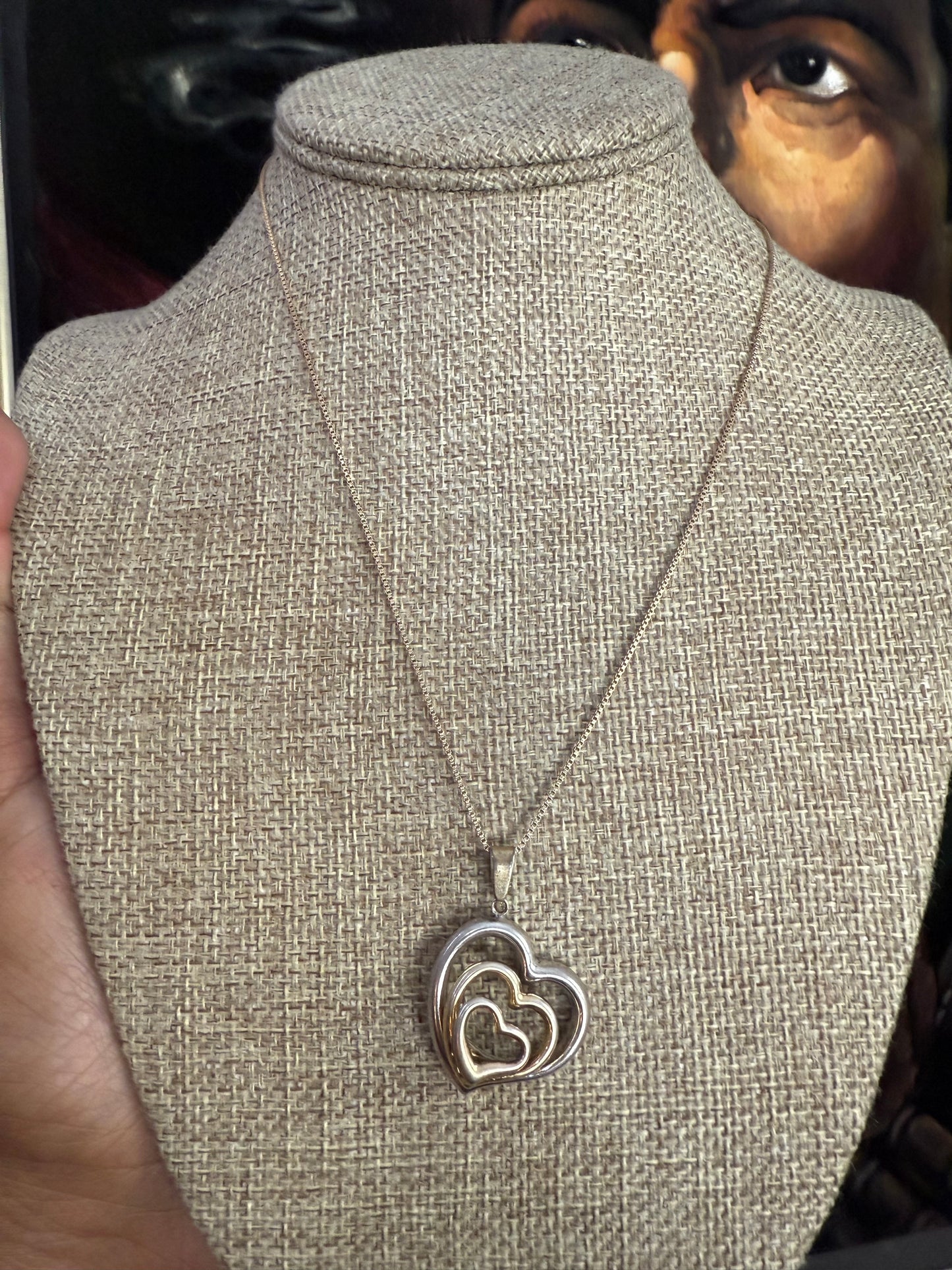 .925 Sterling Silver gold tone box chain and heart pendant