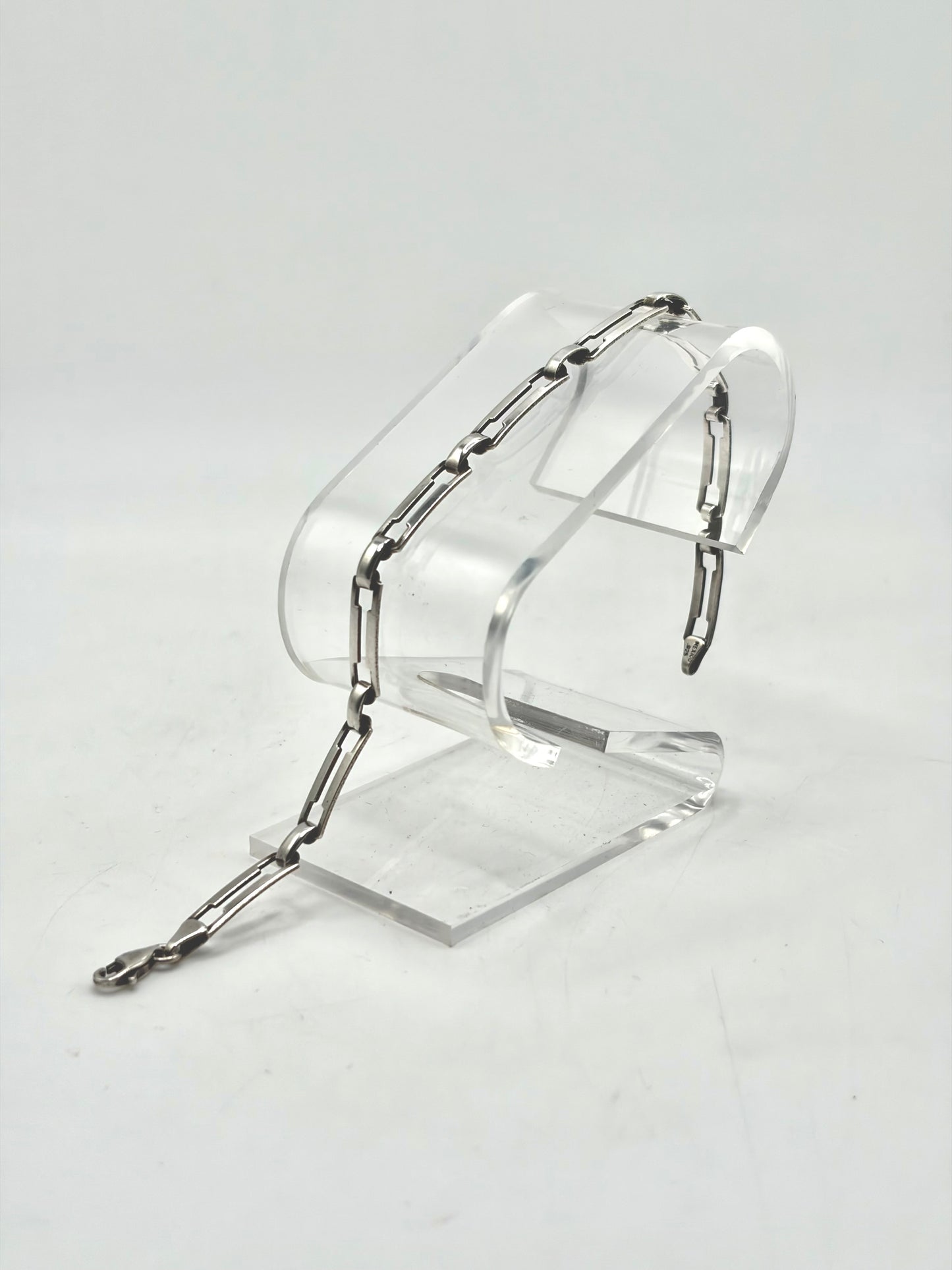 .925 Sterling Silver Razorblade Link Bracelet 8“
