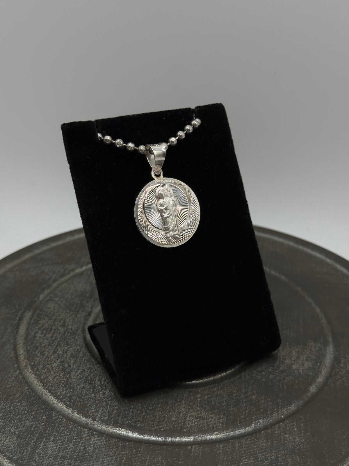 .925 Sterling Silver Round San Judas Pendant