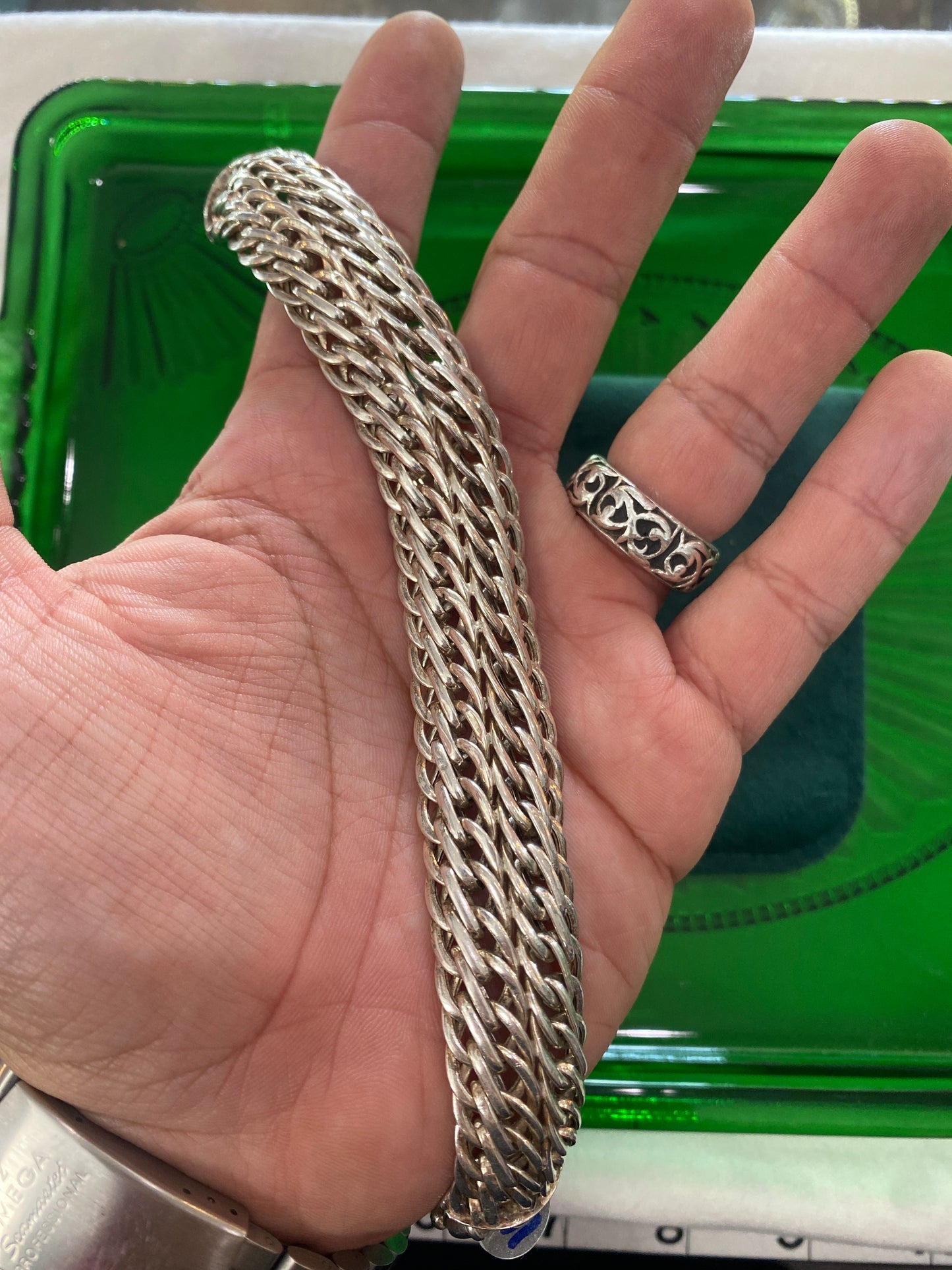 .925 Sterling Silver Chunky Weave Bracelet 8”
