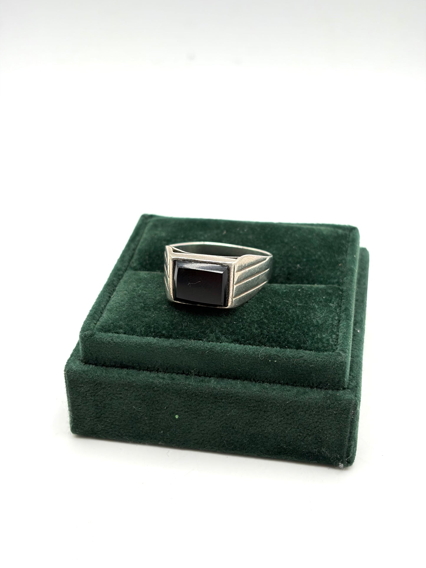 .925 Sterling Silver Black Onyx Signet Size 12