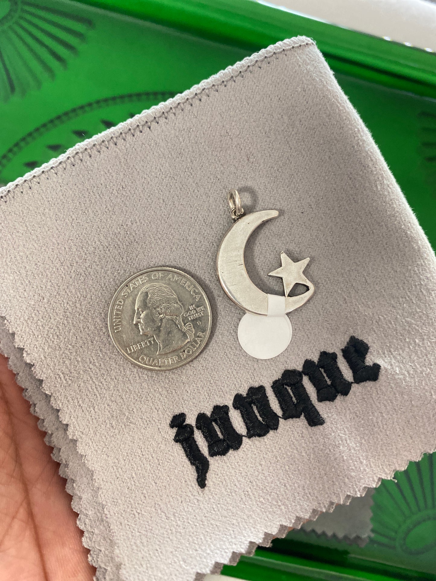 .925 Sterling Silver Small Moon Star Pendant