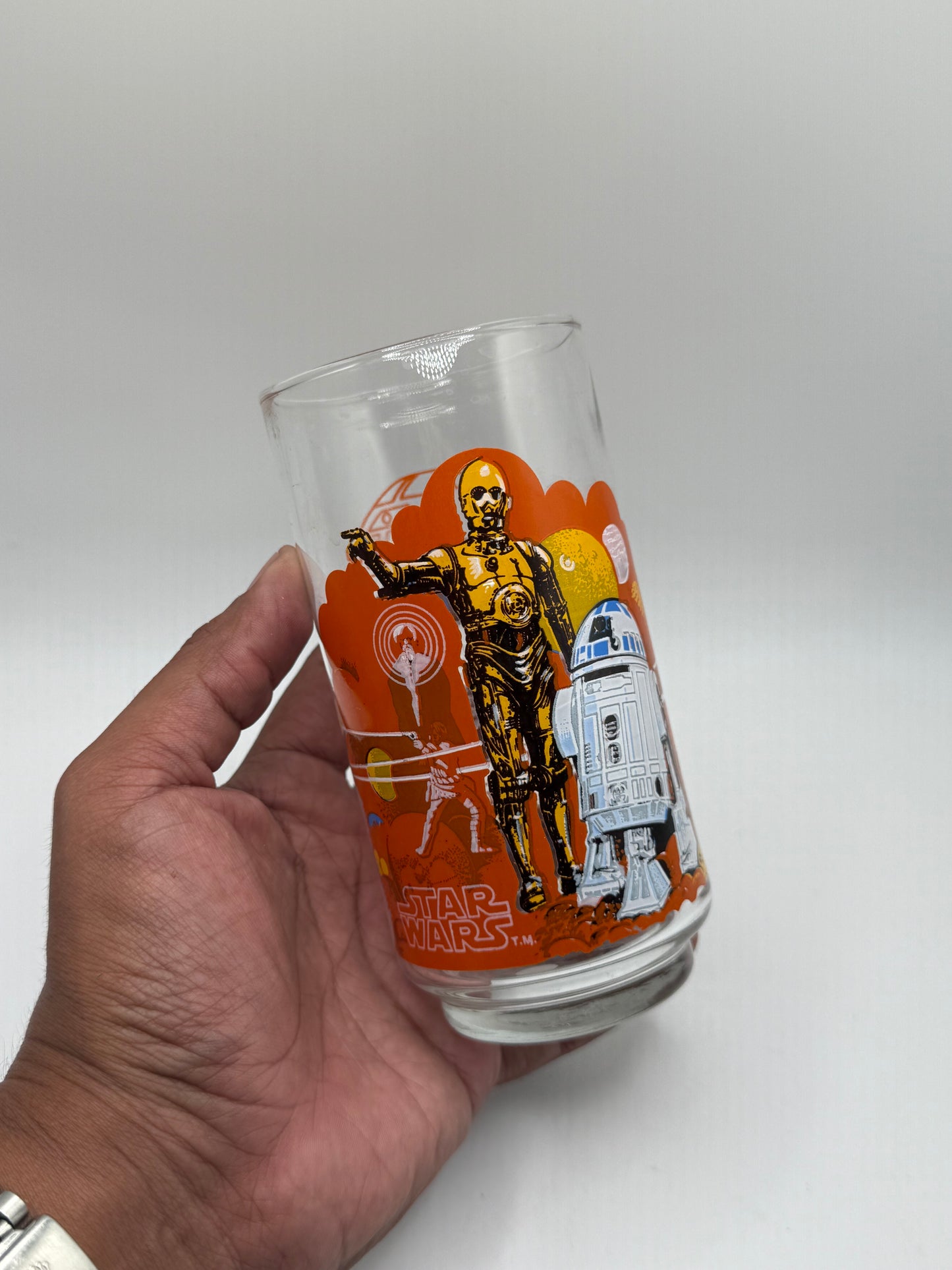 Vintage C-3PO and R2D2 1977 Glass Cup Burger King Collectors Edition