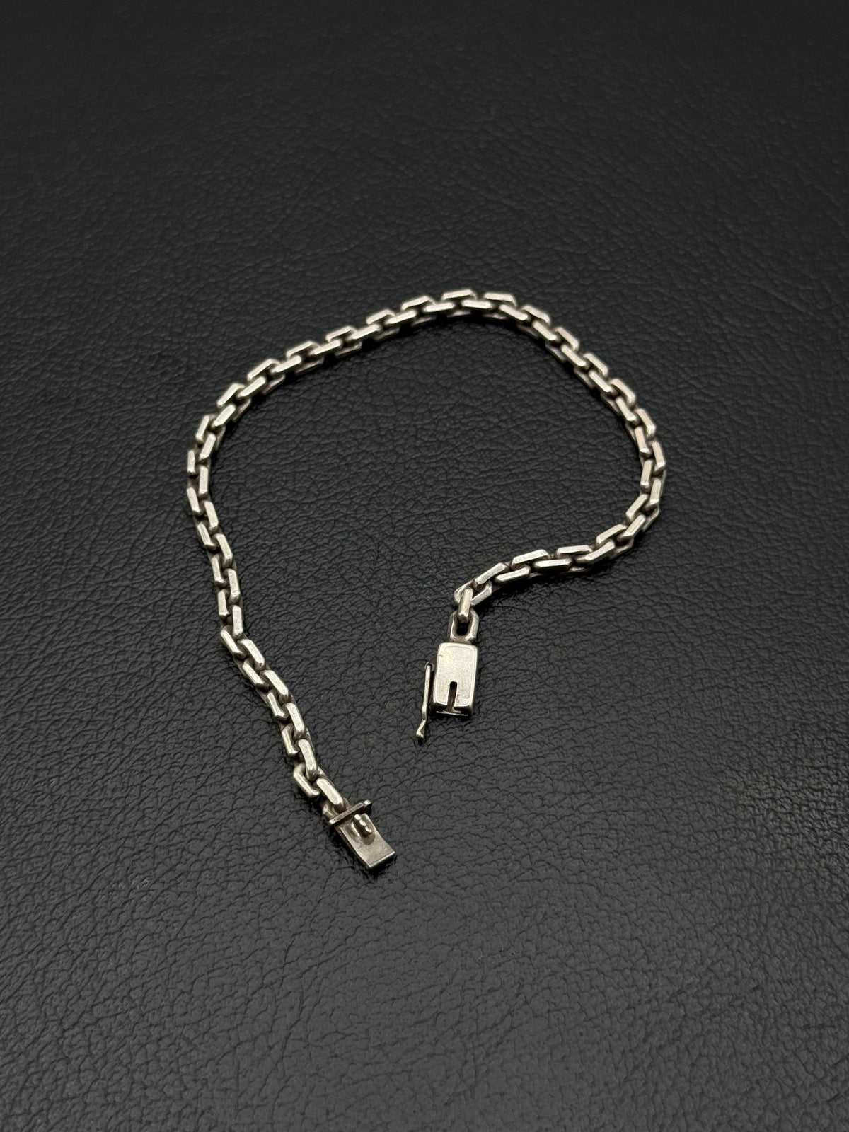 .925 Sterling Silver Rectangular Box Link Chain Bracelet – Classic 8”