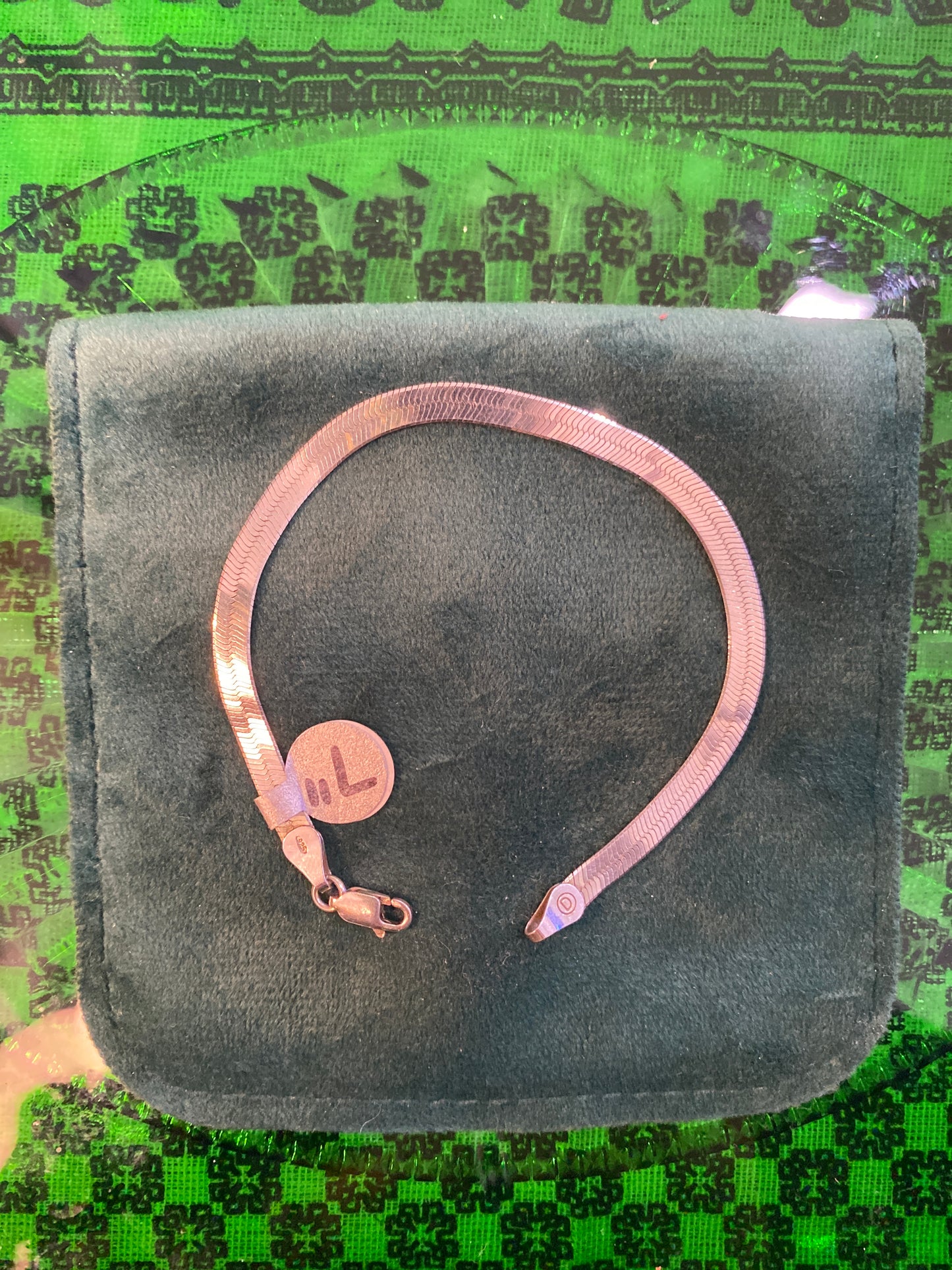 .925 Sterling Silver Flat Bracelet 7”