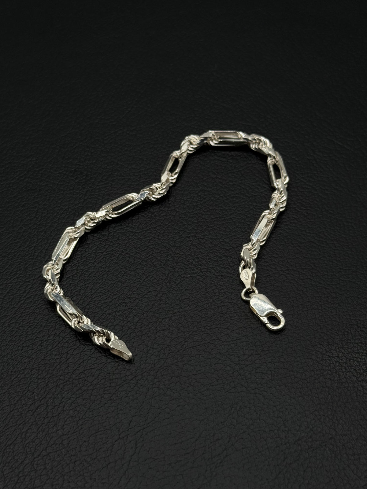 .925 Sterling Silver Figaro Milano Link Chain Bracelet – 8”