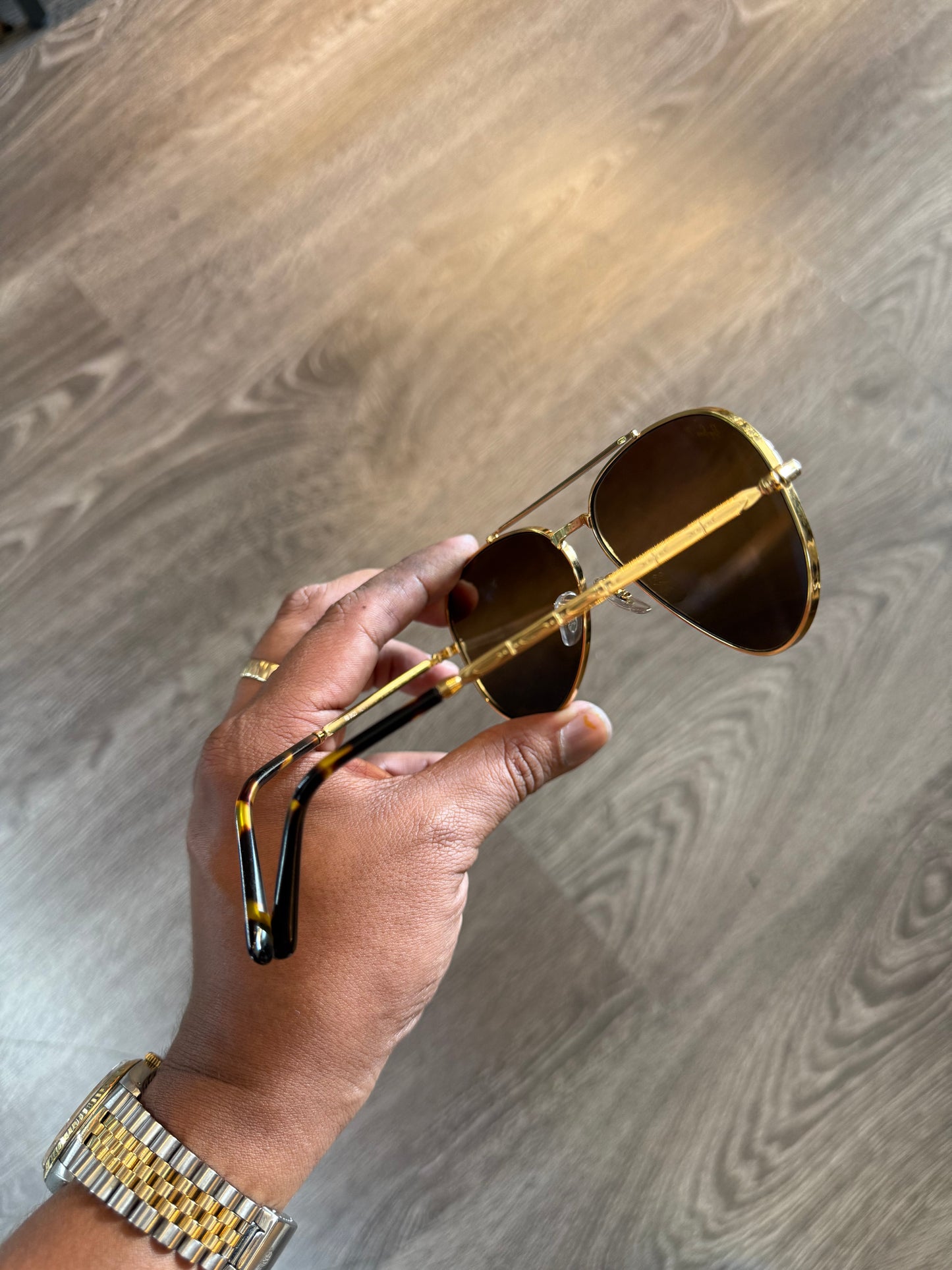 Ray-ban new aviator gold sunglasses with case