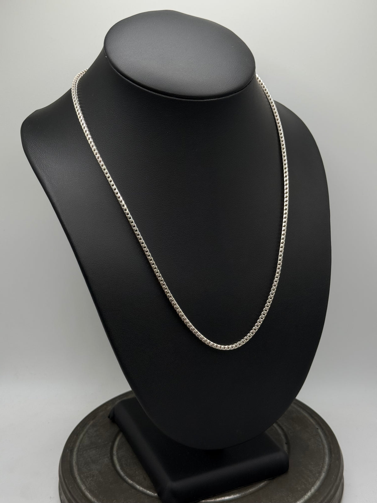 .925 Sterling Silver Venetian Box link Chain Necklace – Slim 20”