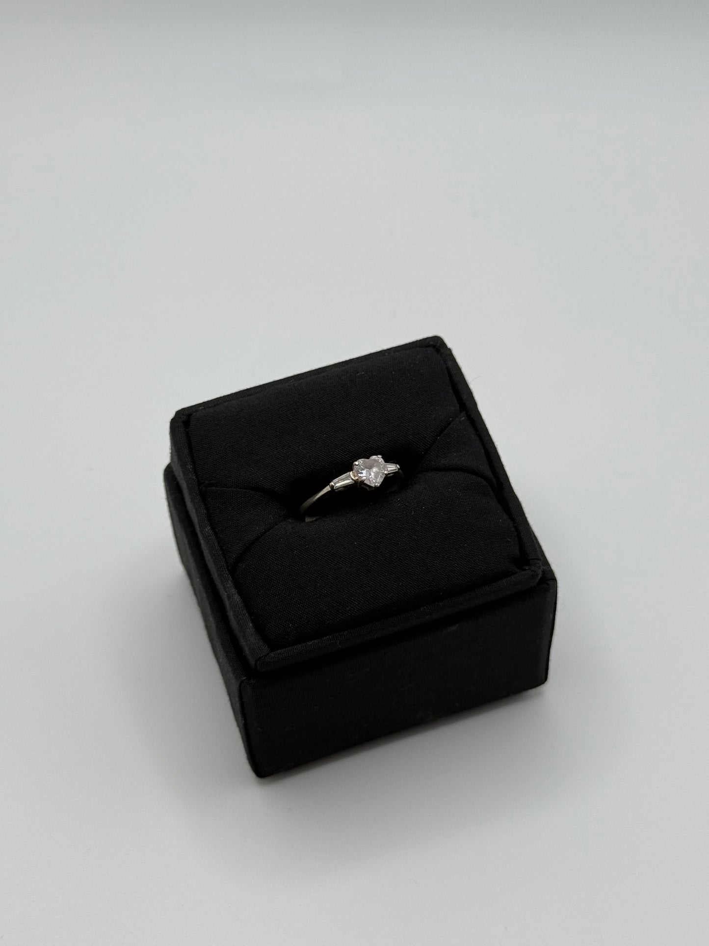 .925 Sterling Silver Solitaire Cubic Zirconia Engagement Style Ring Sz. 9.5