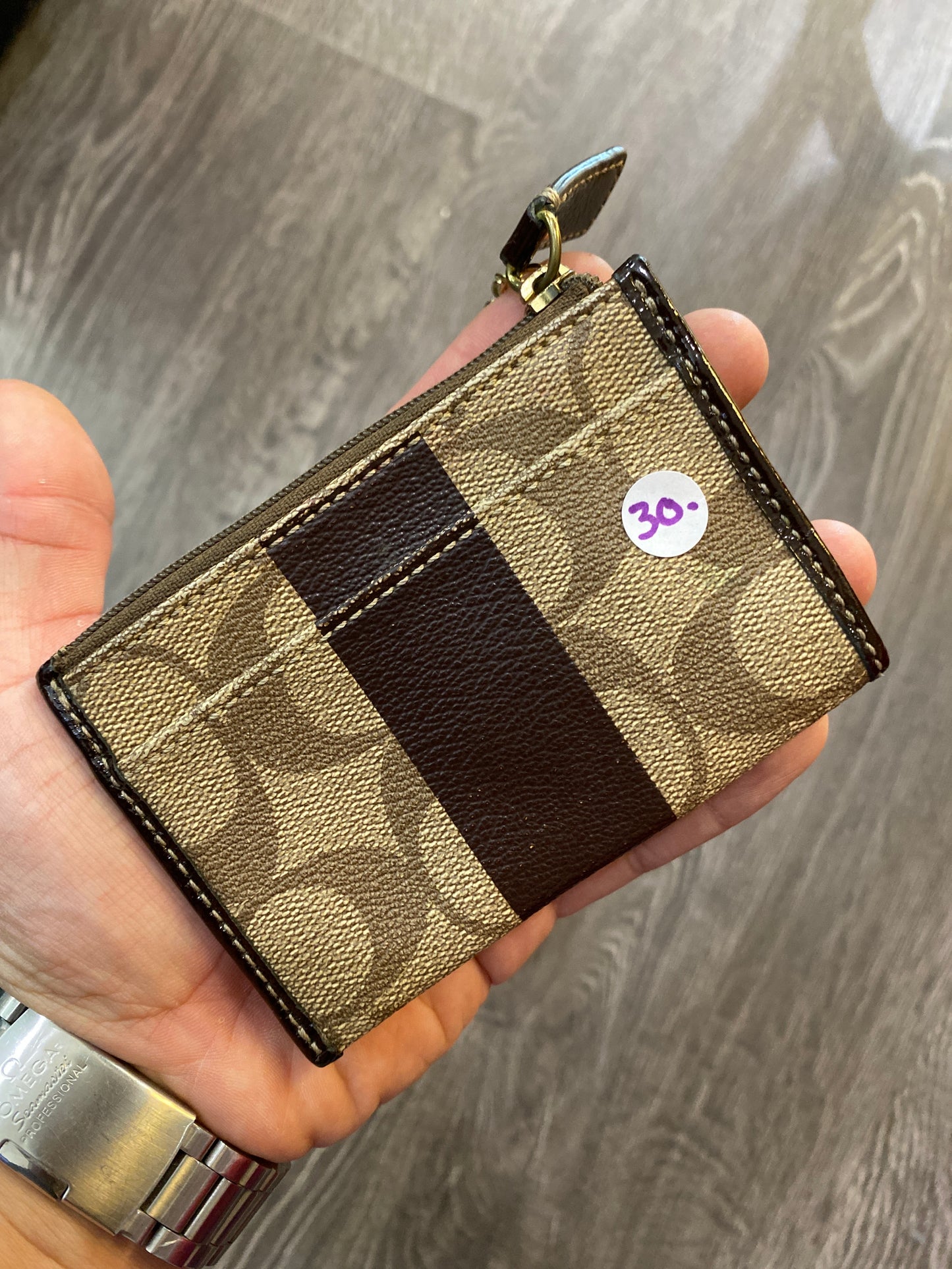 Vintage Coach Mini Coin Purse Wallet Monogram Brown