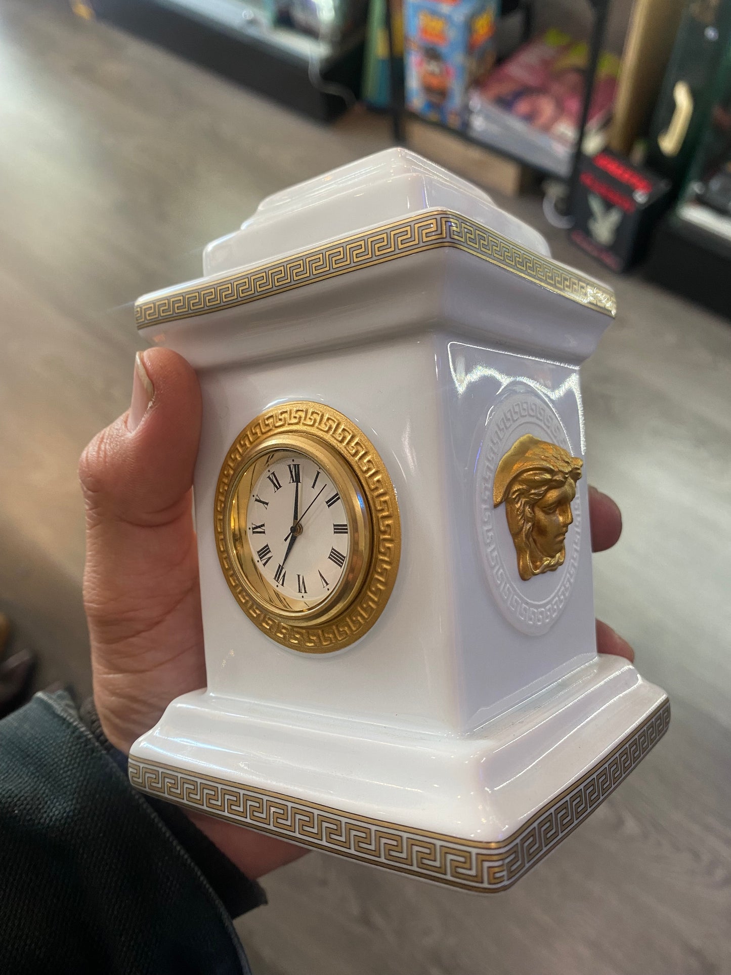 Versace Clock & Lighter Set White