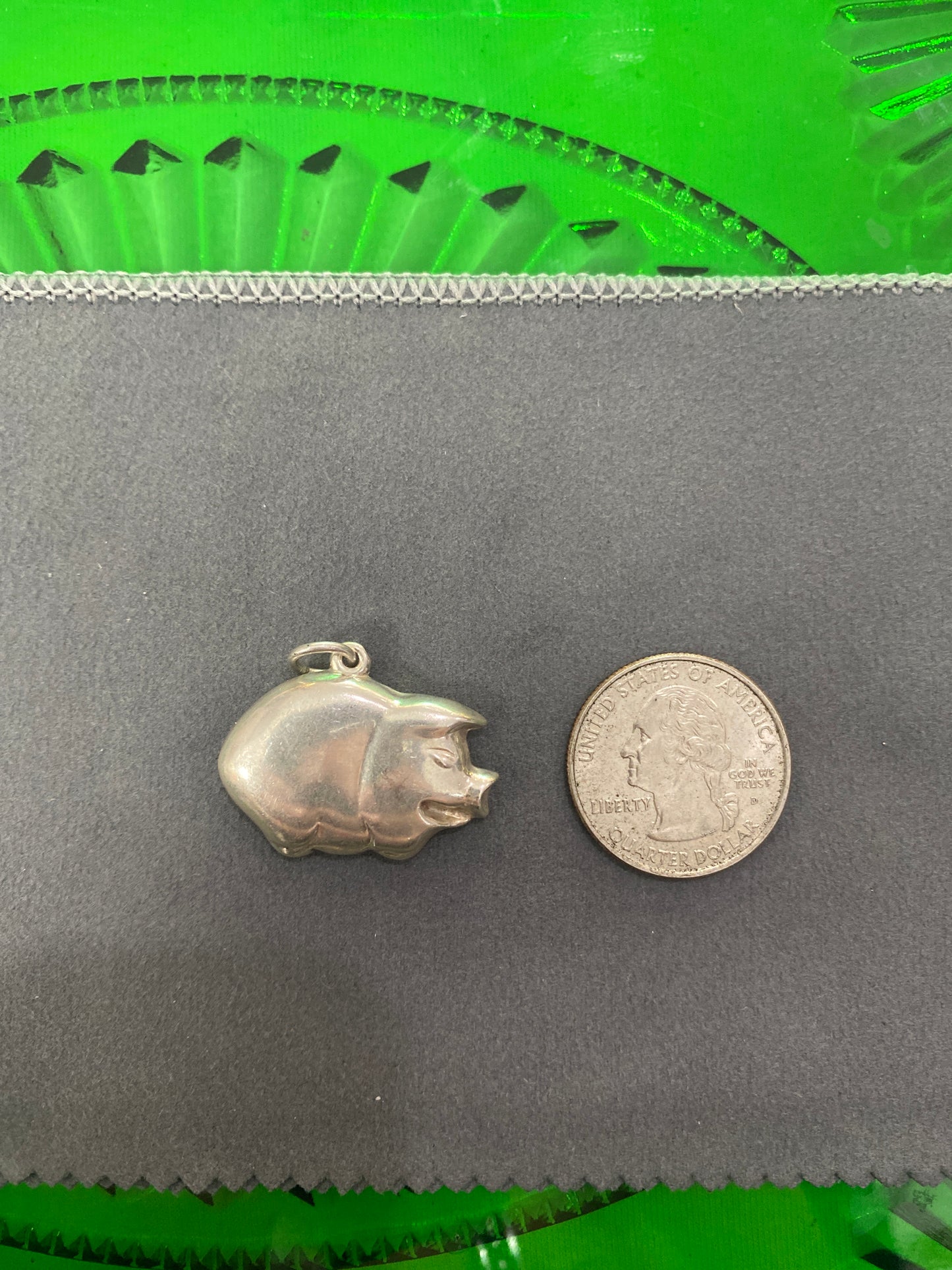 .925 Sterling Silver Pig Charm Pendant