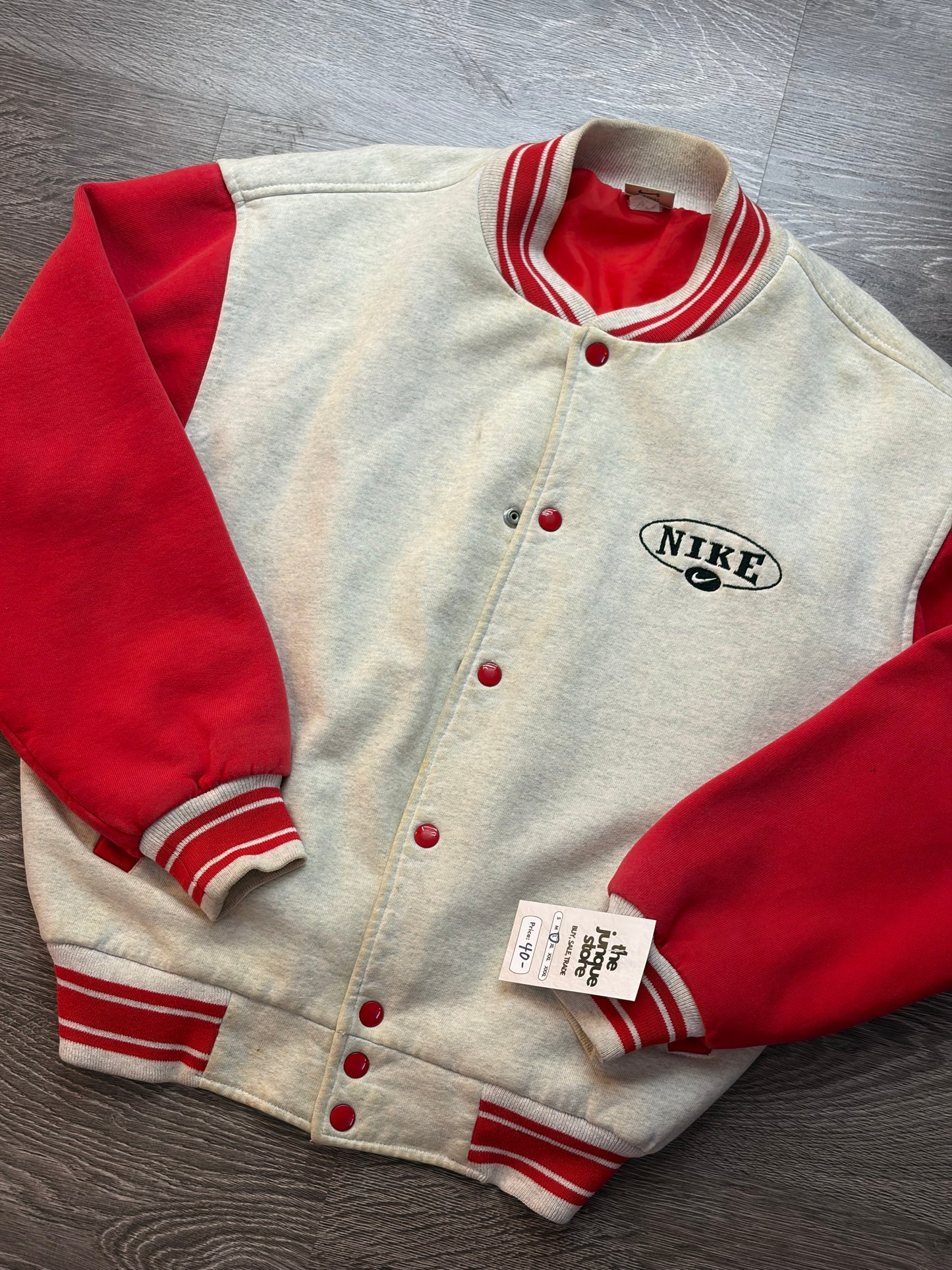 Grey and Red Nike Varsity Jacket Sz. L