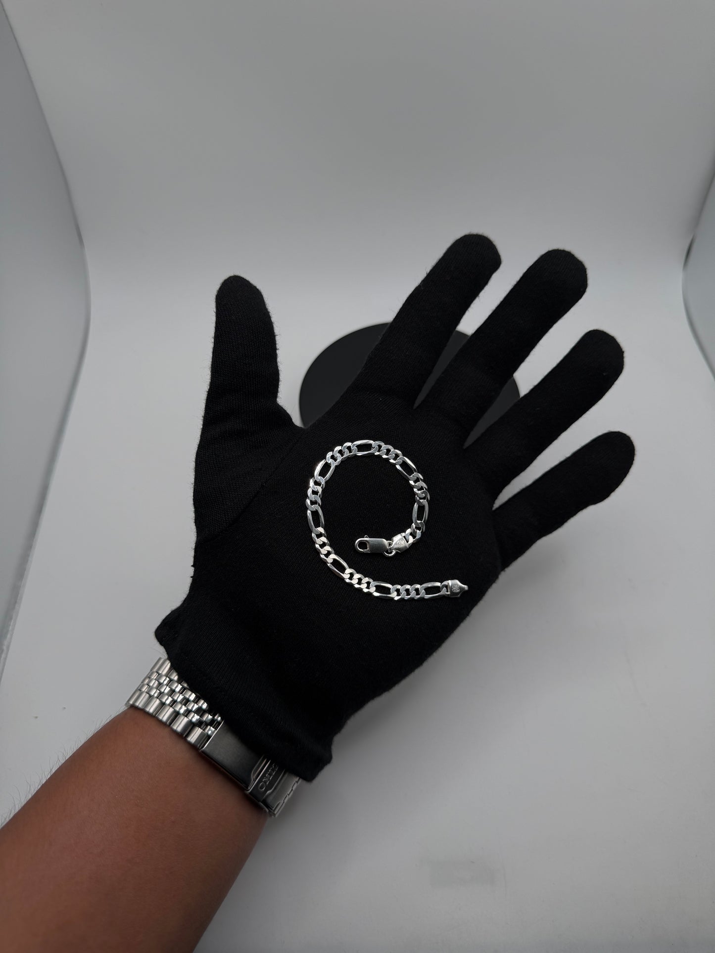.925 Sterling Silver Figaro Link Bracelet 7.5”