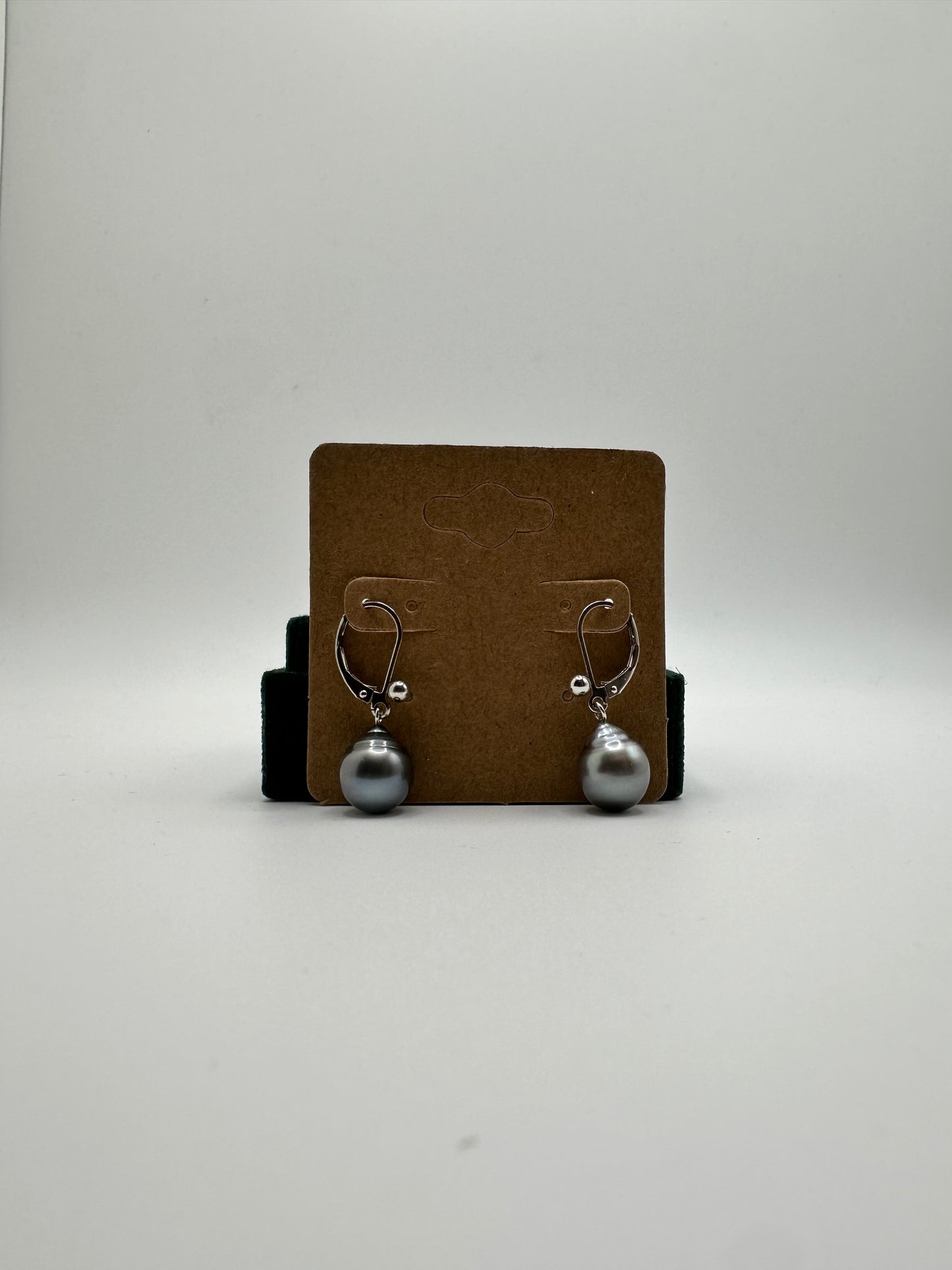 .925 Sterling Silver Black Pearl Drop Leverback Earrings