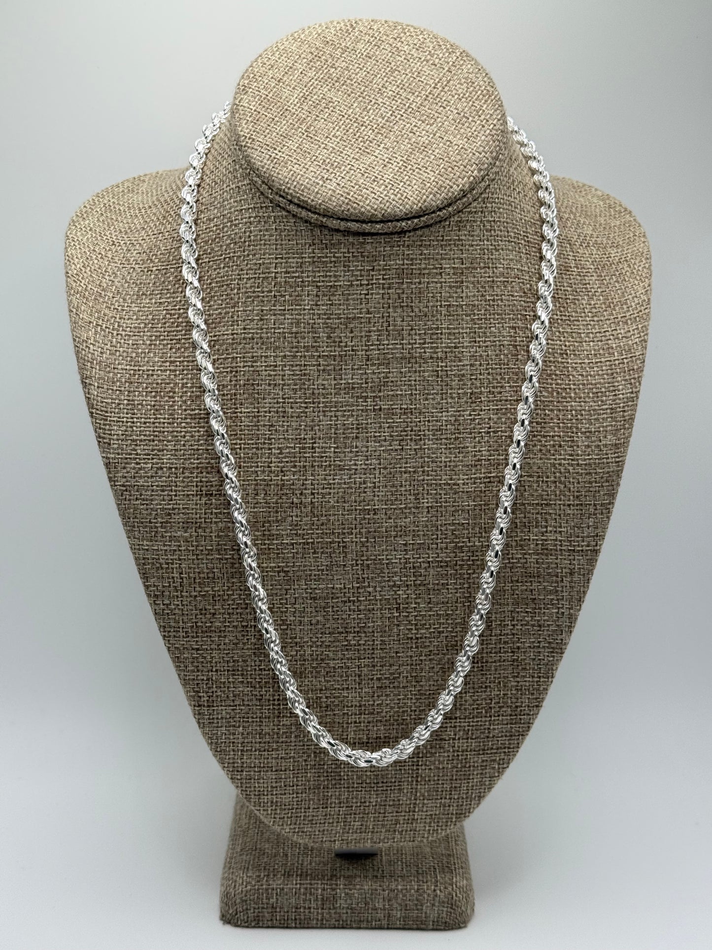 .925 Sterling Silver Rope Chain 24in length