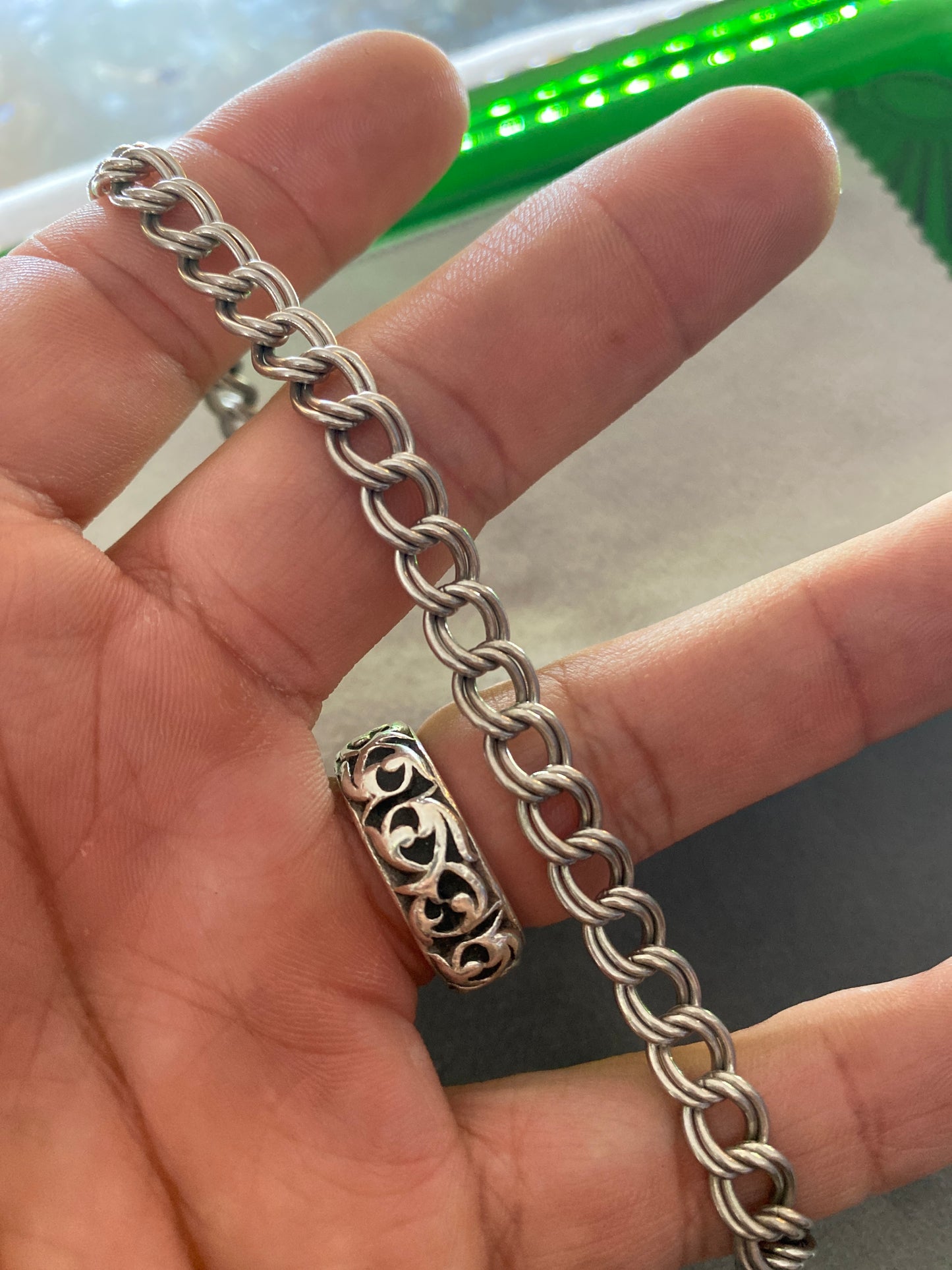 .925 Sterling Silver Tiffany Rope Style Triple Link Bracelet Sz 7.5”