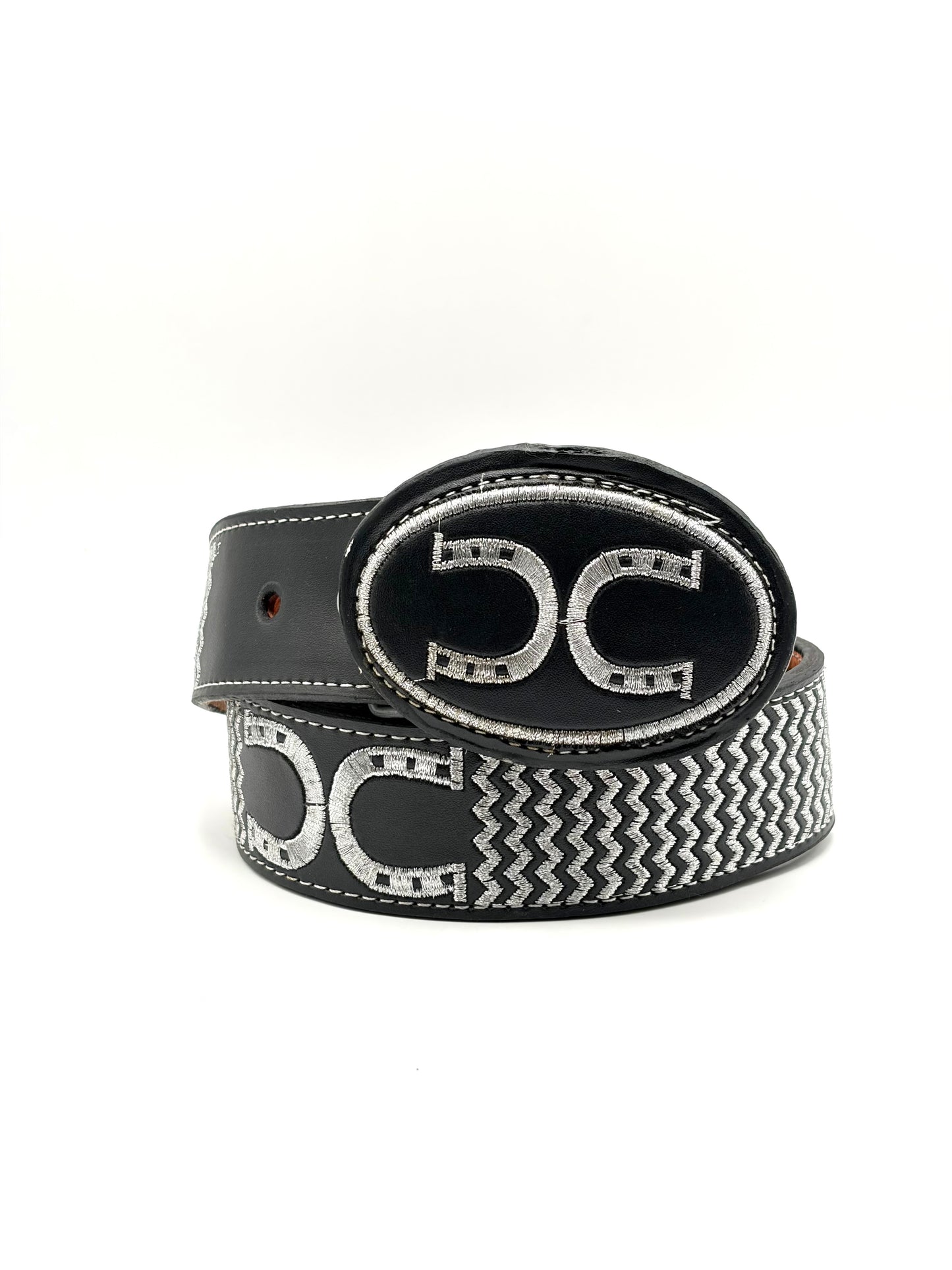 Leather Embossed Horseshoe Belt Sz. 38”