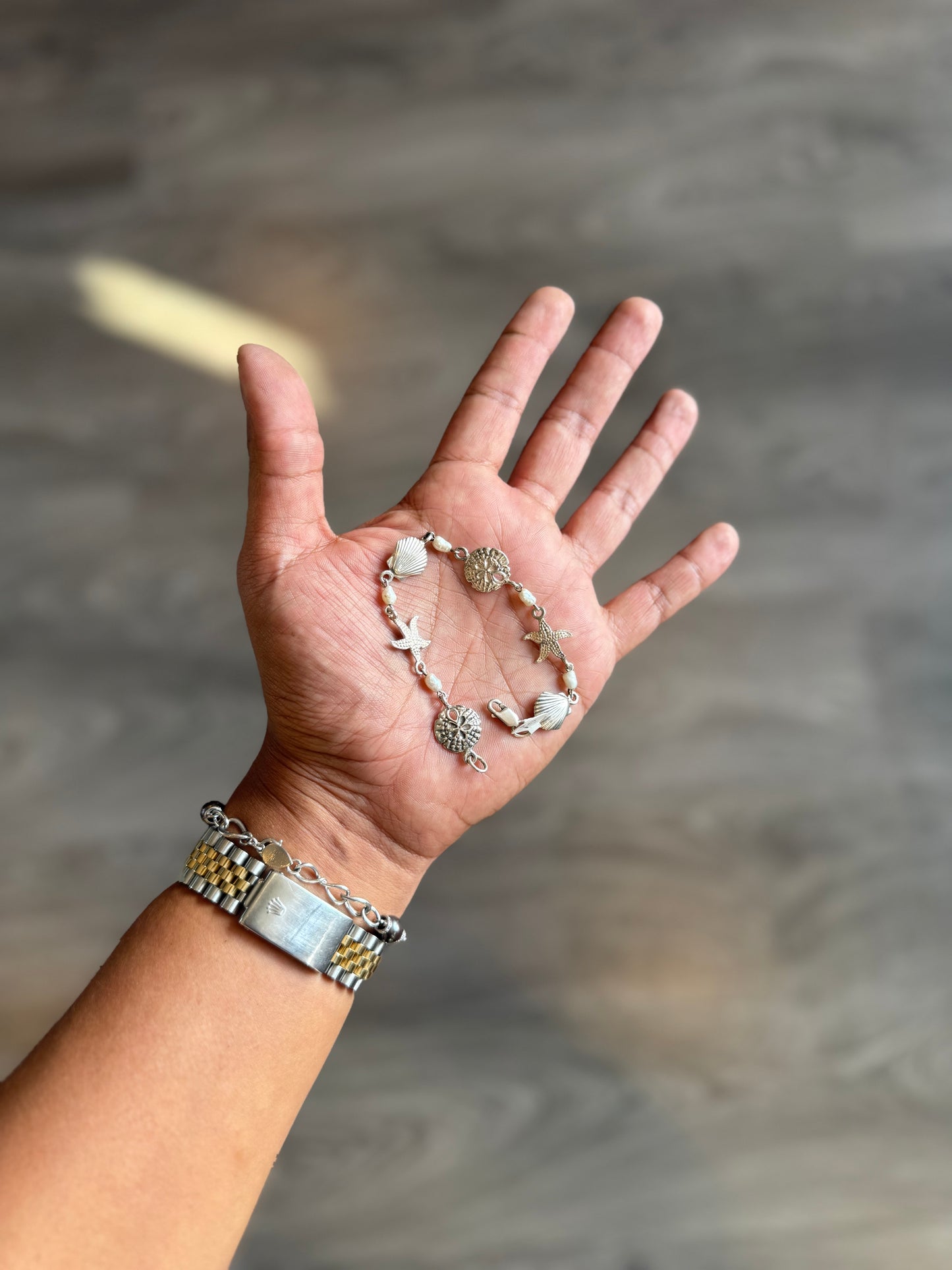 .925 Sterling silver seashell bracelet 7.5”