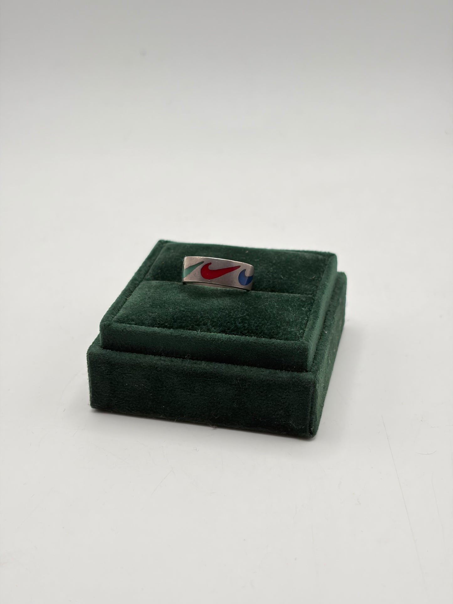 .925 Nike Swoosh Fashion Ring Red Blue Green Size 5