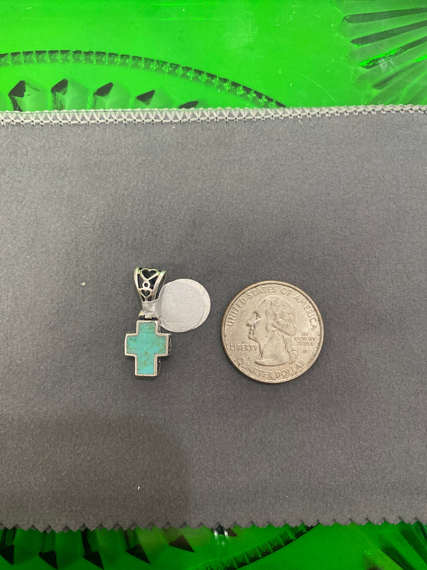 .925 Sterling Turquoise Cross Charm Pen