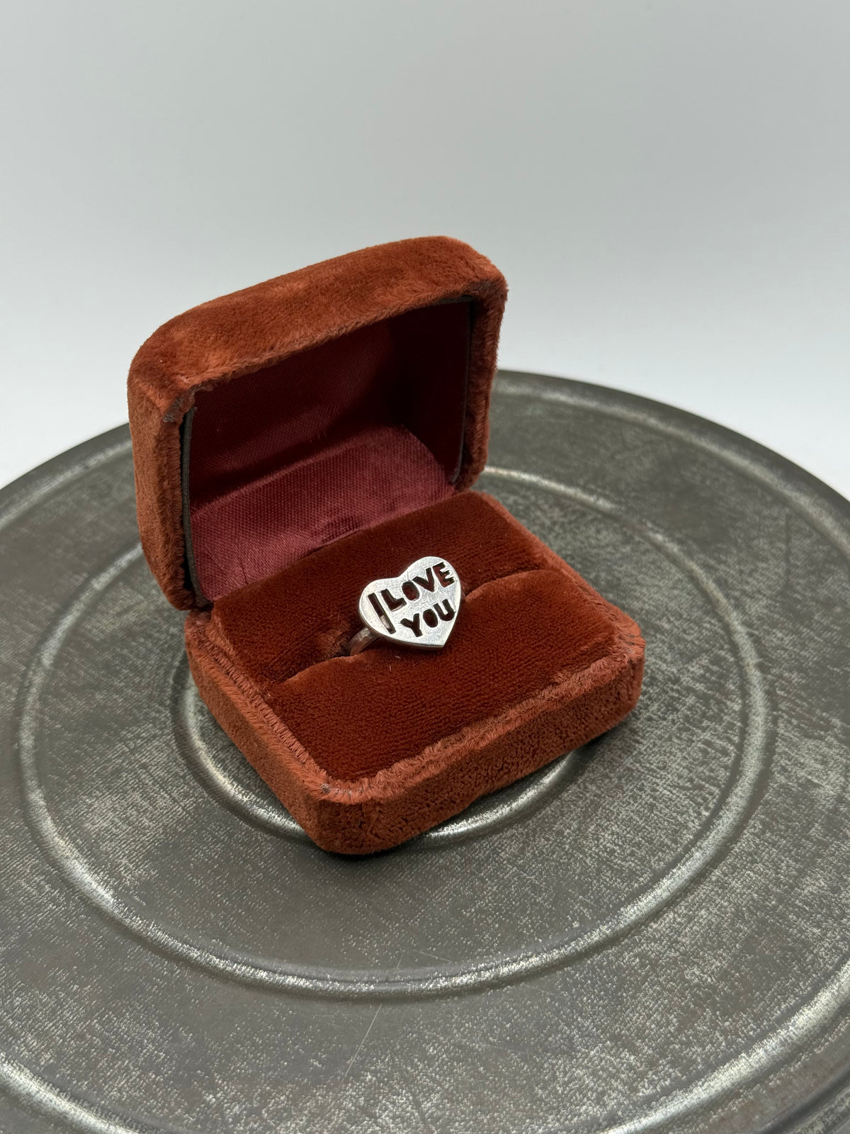 .925 Sterling Silver I Love You Heart Cutout Ring Sz. 7