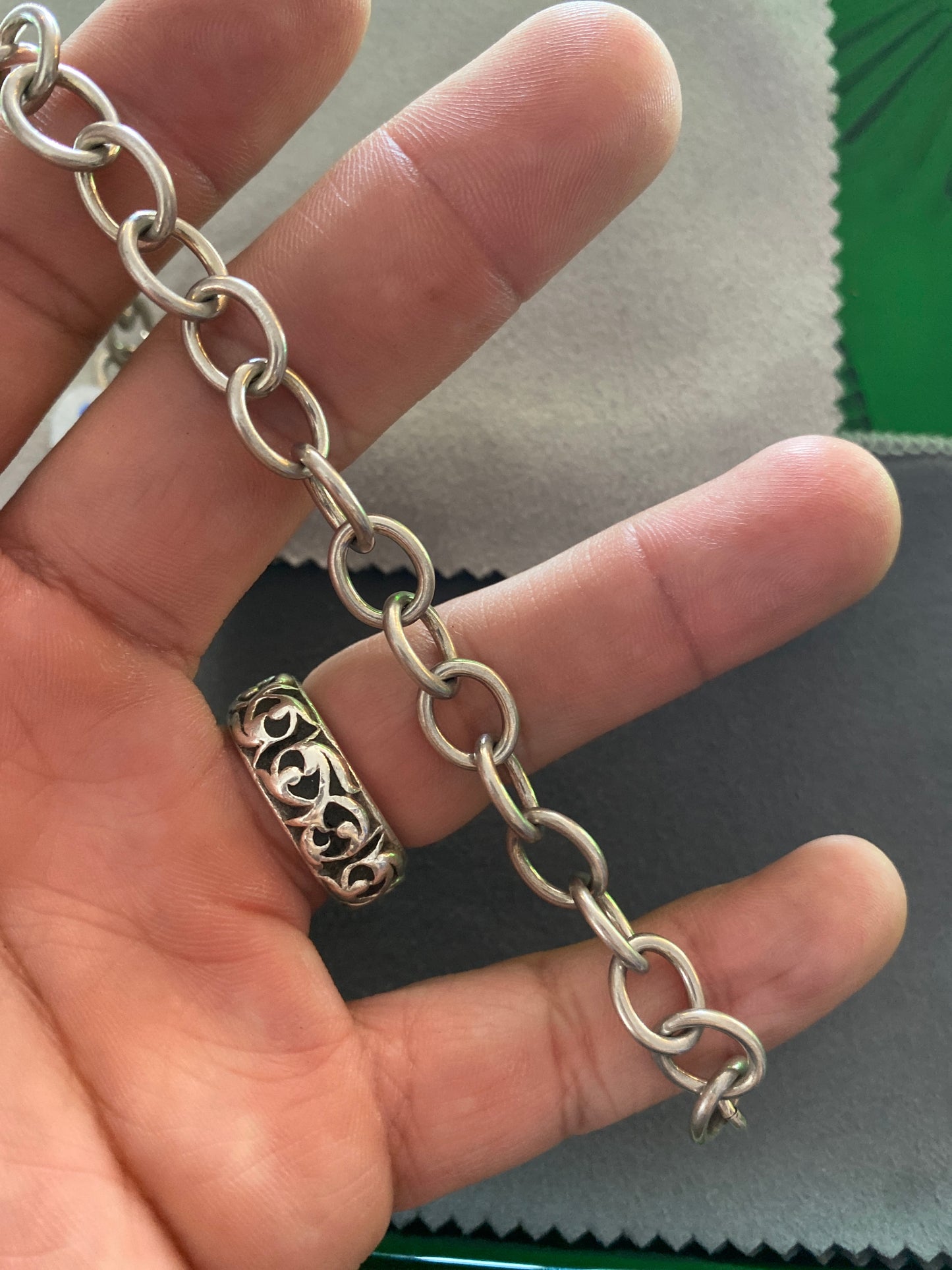 .925 Sterling Silver Tiffany Style Rope Link Bracelet Sz 8”