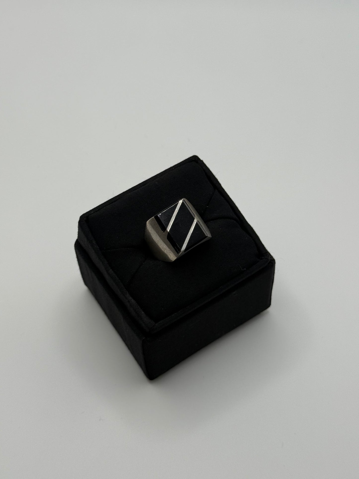 .925 Sterling Silver Black Onyx Signet Ring Sz 12