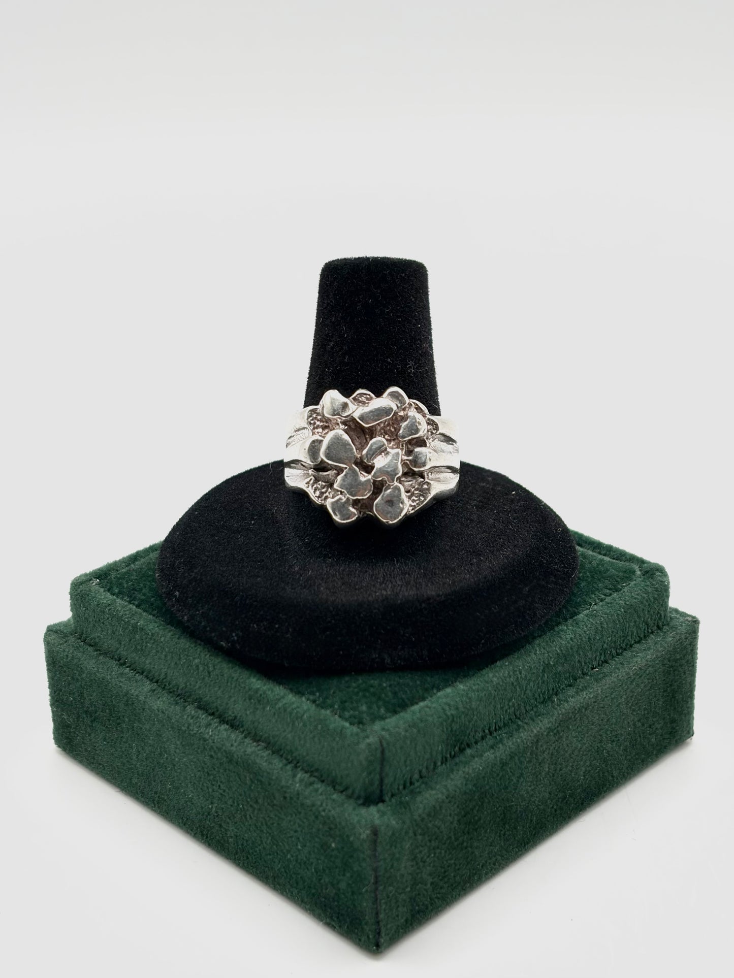 .925 Sterling Silver Heavy Nugget Ring Sz. 8