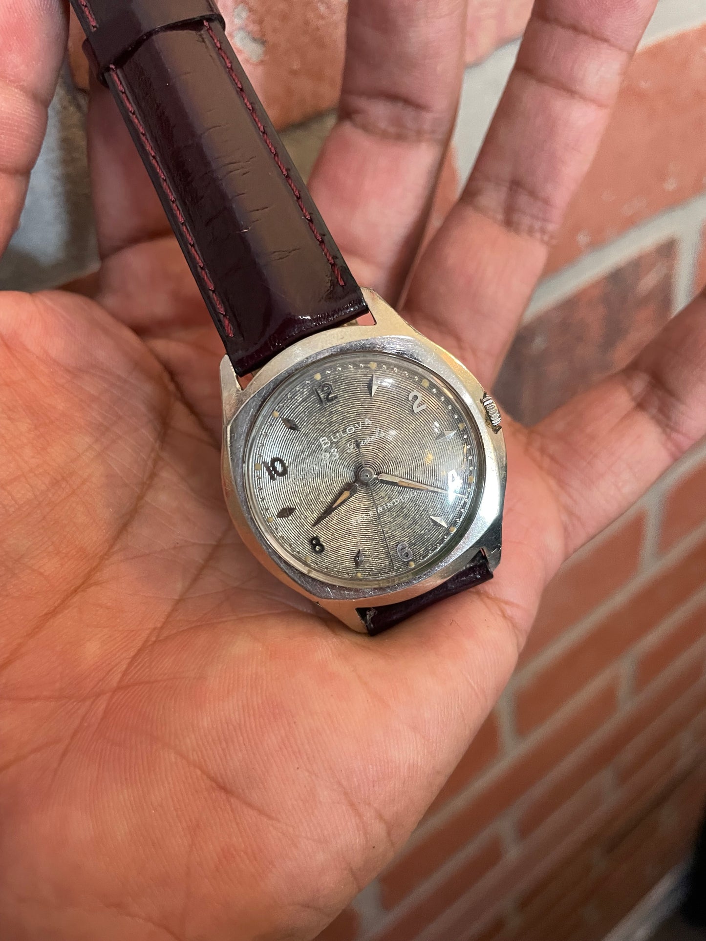 Vintage Bulova Automatic Leather Strap Watch
