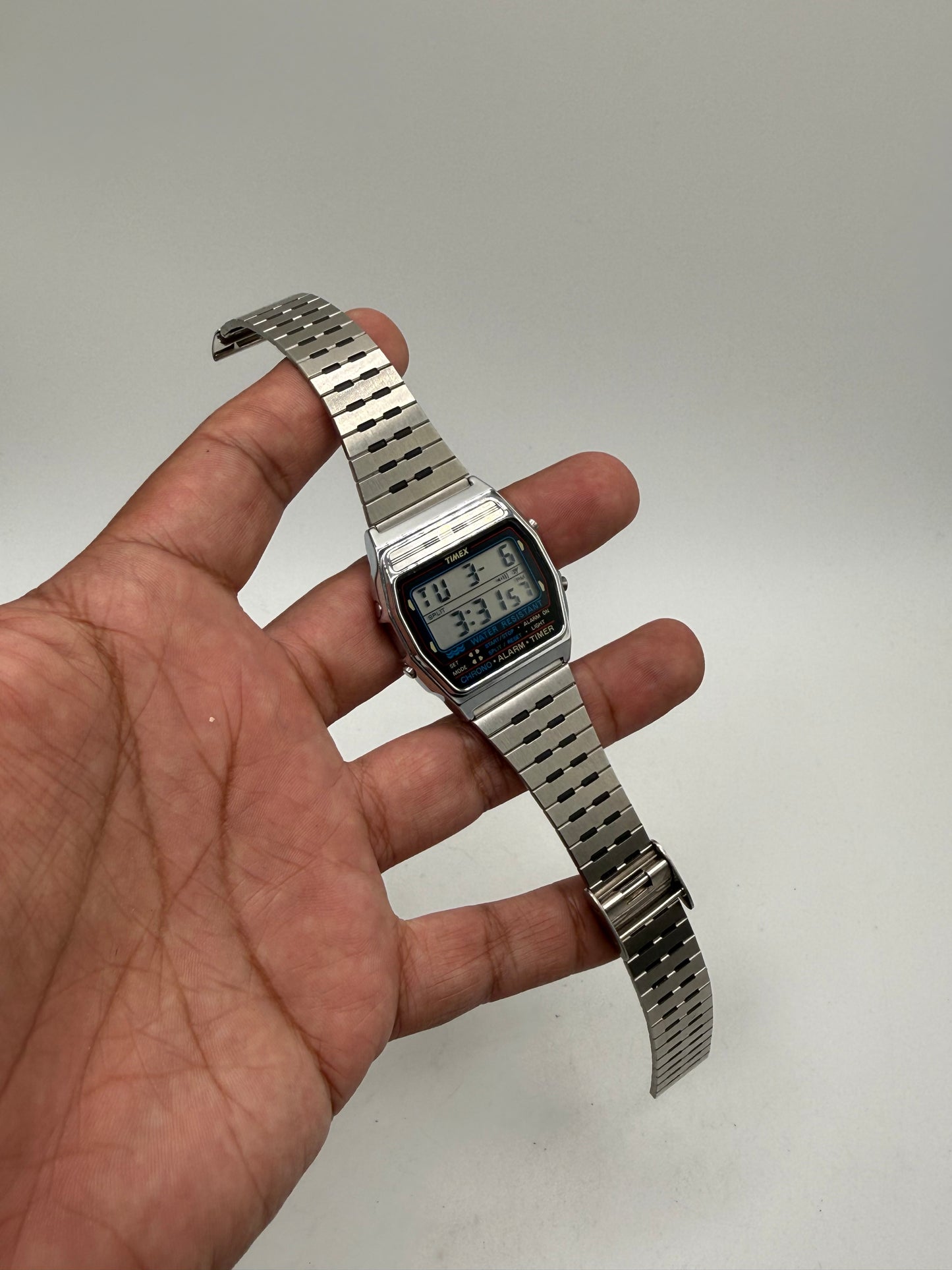 Timex Vintage Digital Stainless Steel Alarm Chronograph Watch