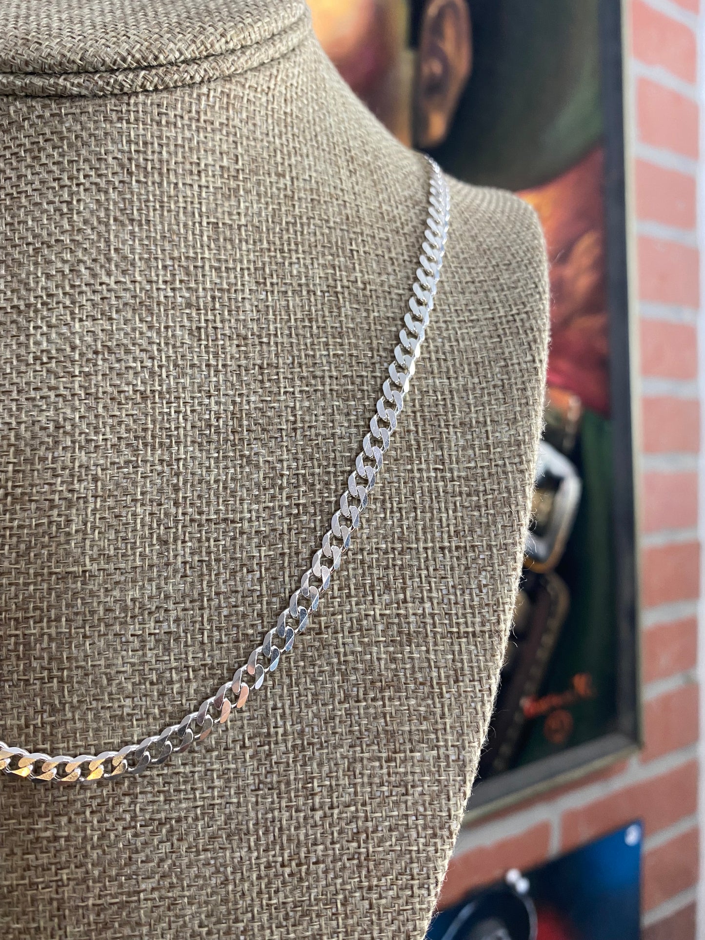 .925 Sterling Silver solid Cuban Link Chain 24”