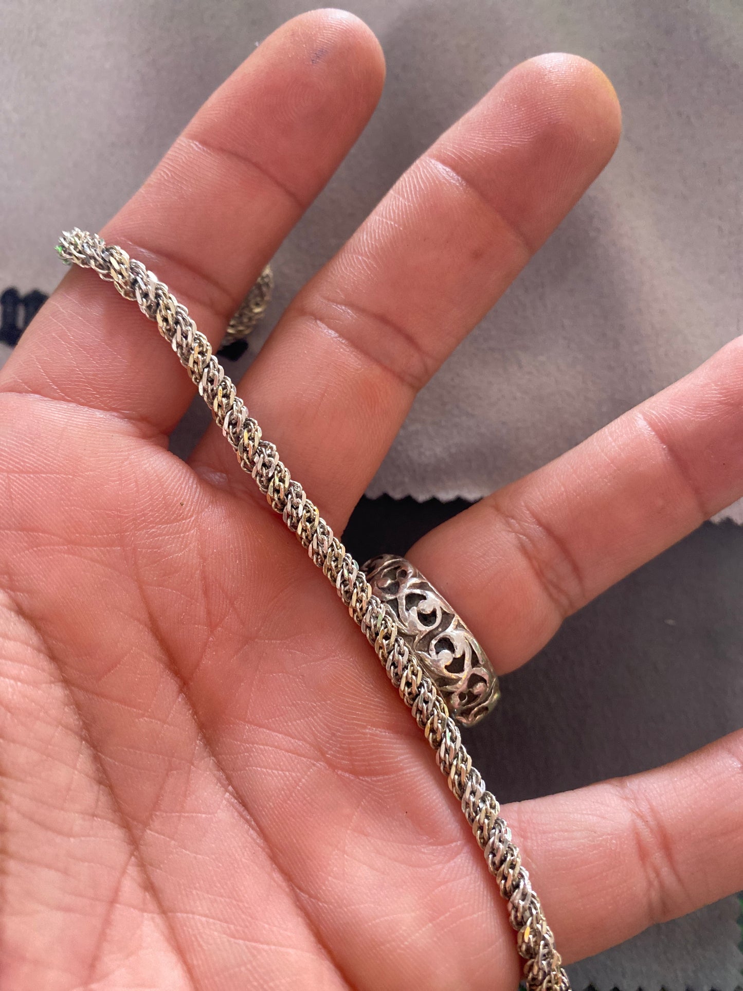 .925 Sterling Silver Twisted Link Bracelet Sz 8.5”