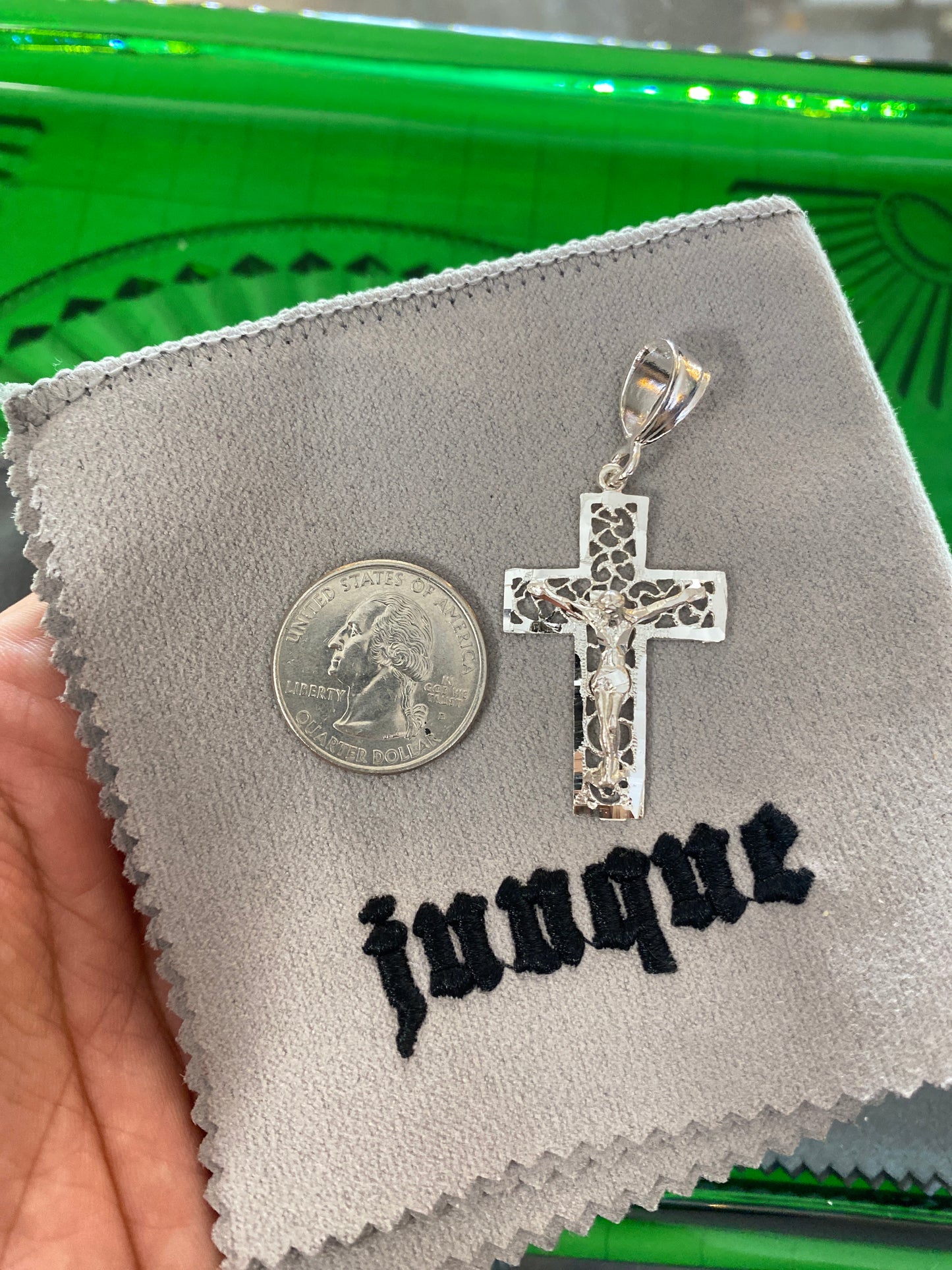 .925 Sterling Silver Filigree Jesus Cross Pendant