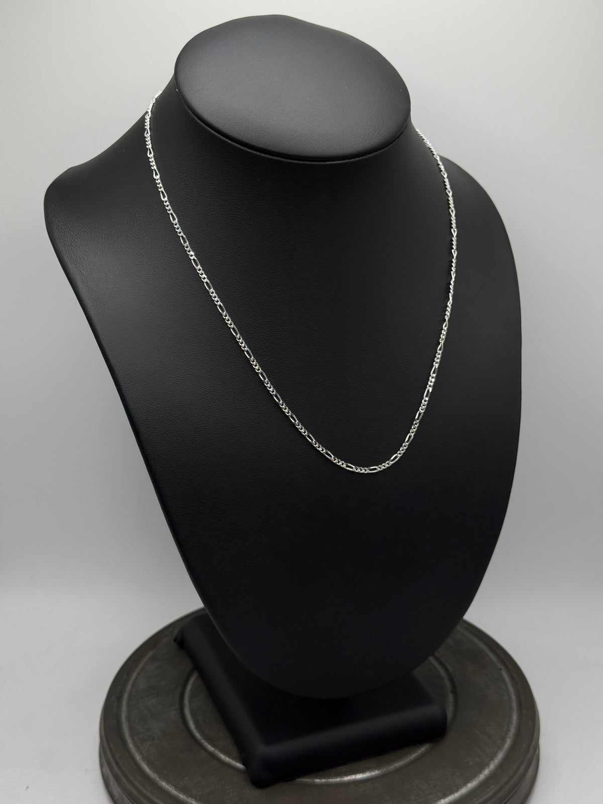 .925 Sterling Silver Dainty Figaro Chain Necklace – Italian Link 18”