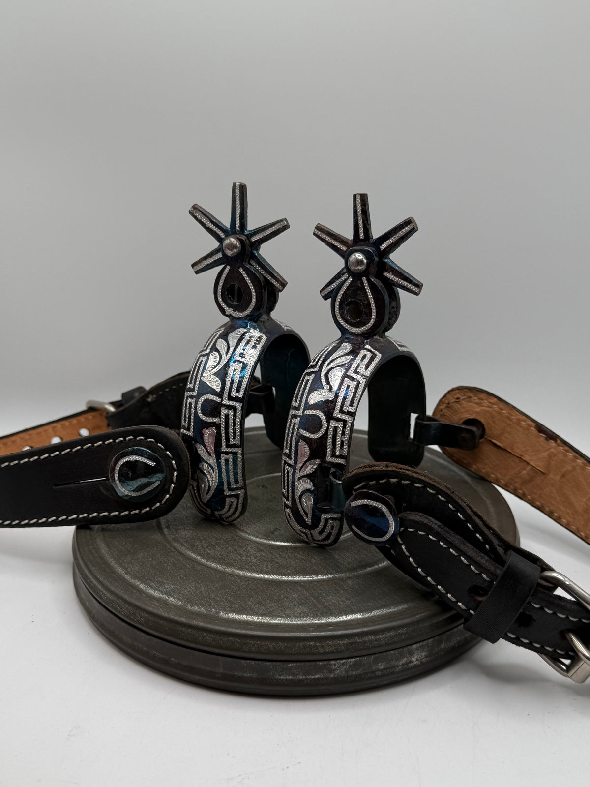 Silver inlay cowboy spurs