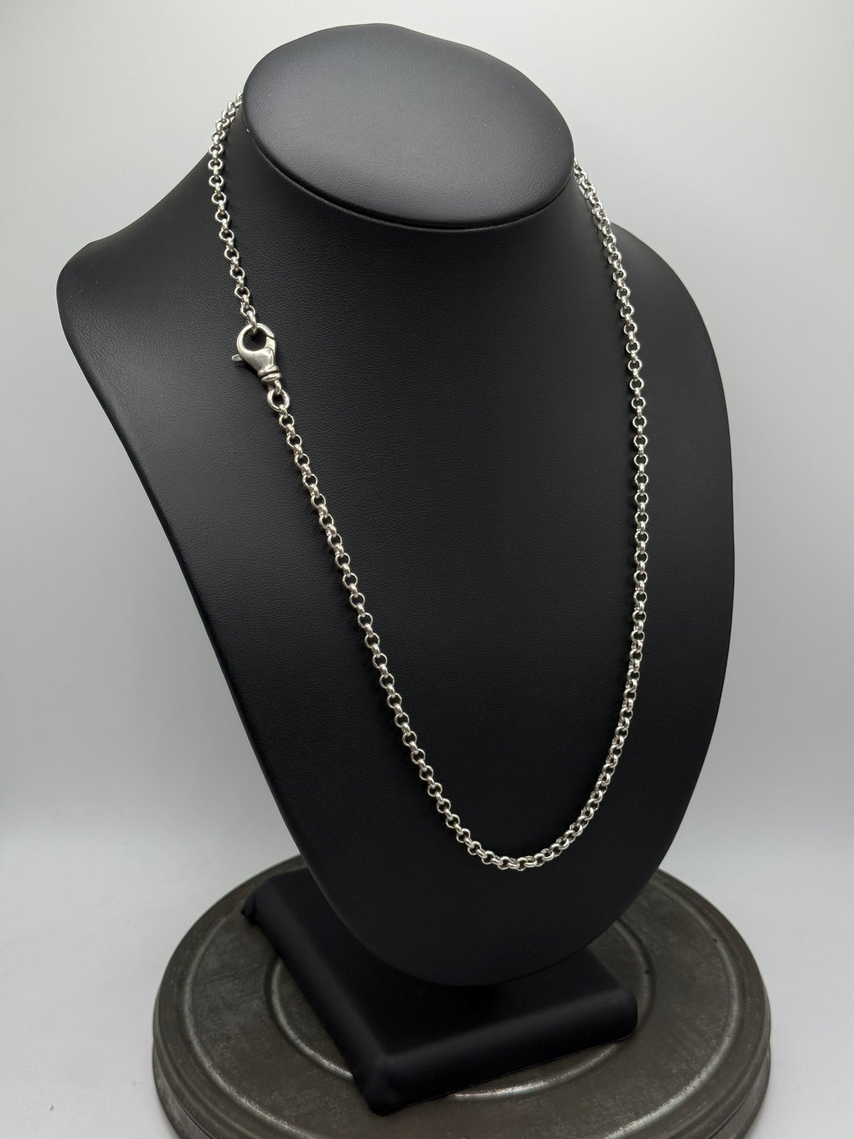 .925 Sterling Silver Round Rolo Link Chain Necklace – Lobster Clasp 22”