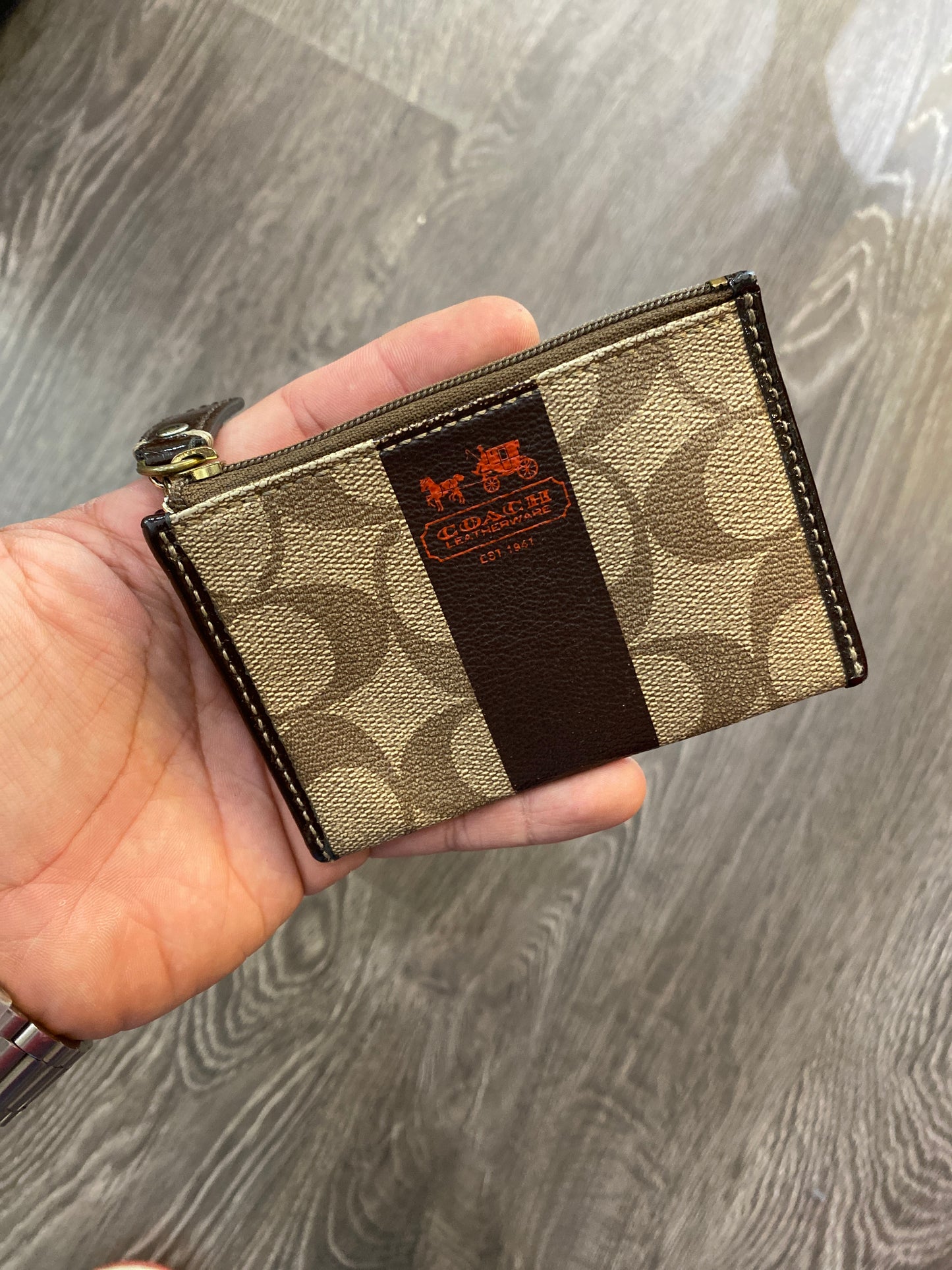 Vintage Coach Mini Coin Purse Wallet Monogram Brown