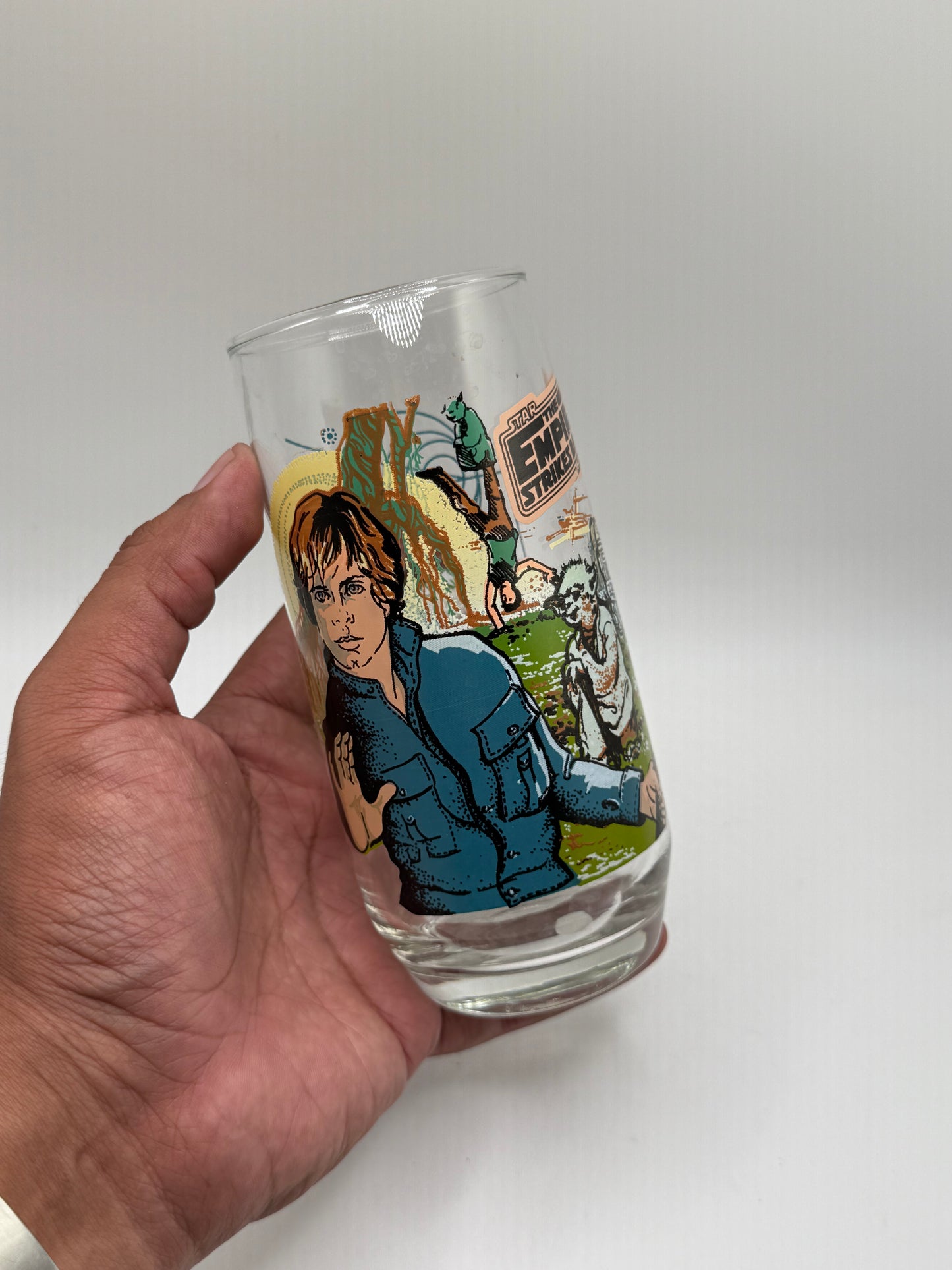 Vintage Star Wars Luke and Yoda 1980 Glass Cup Burger King Collectors Edition