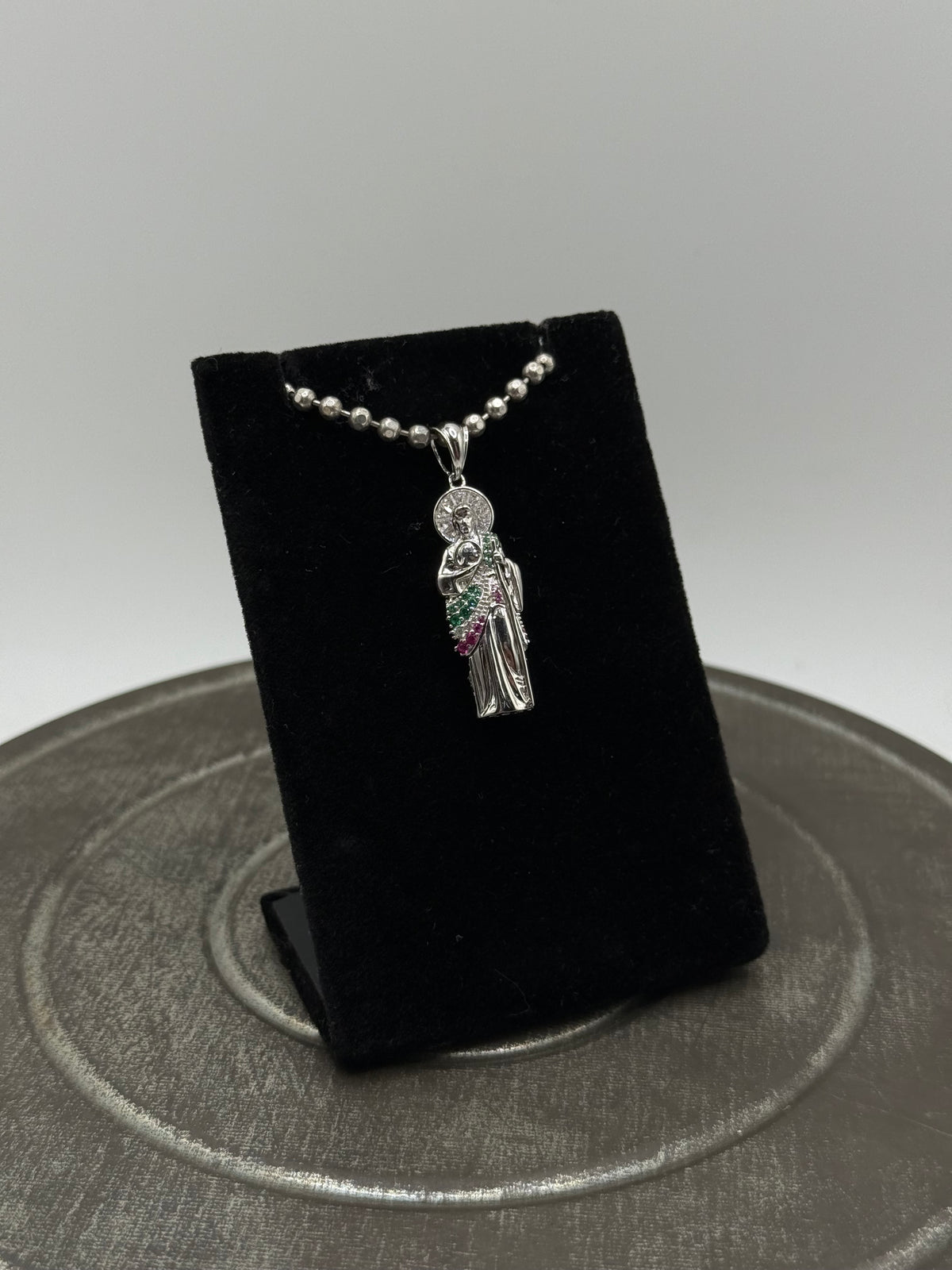 .925 Sterling Silver Tri-color Gemstones Pendant