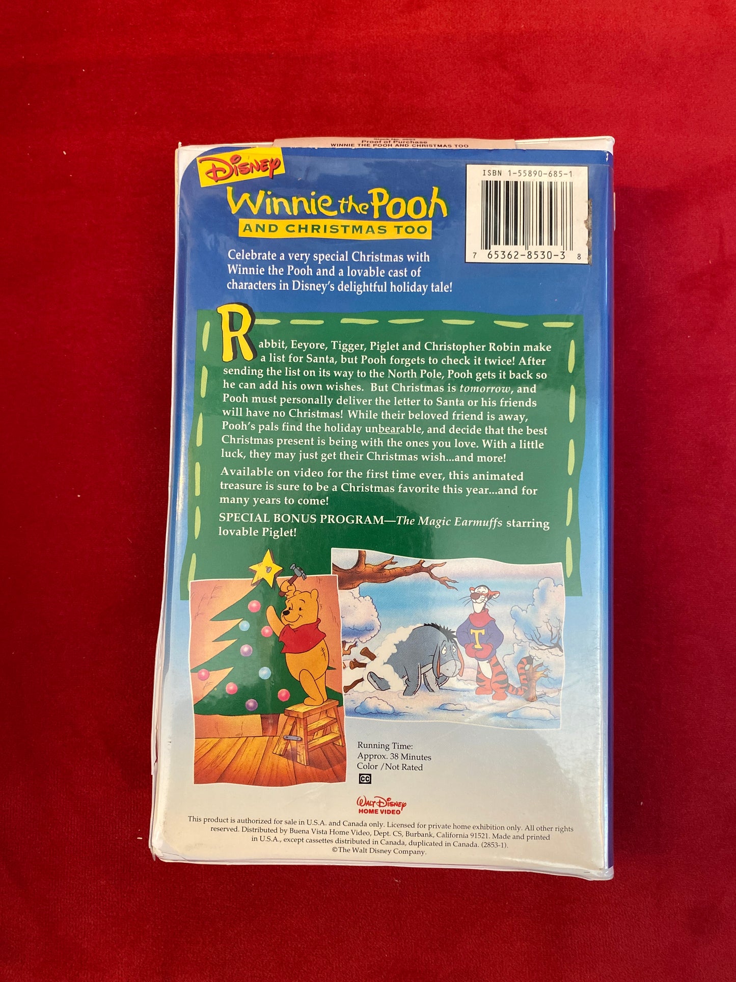 Disney Winnie The Pooh And Christmas Too VHS Movie