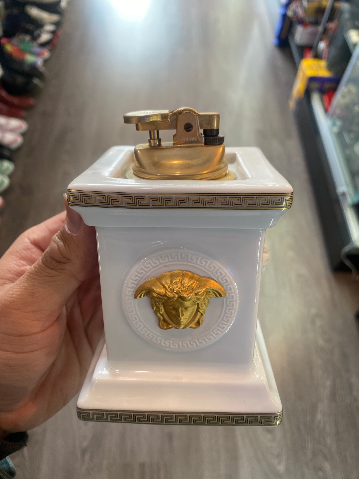 Versace Clock & Lighter Set White