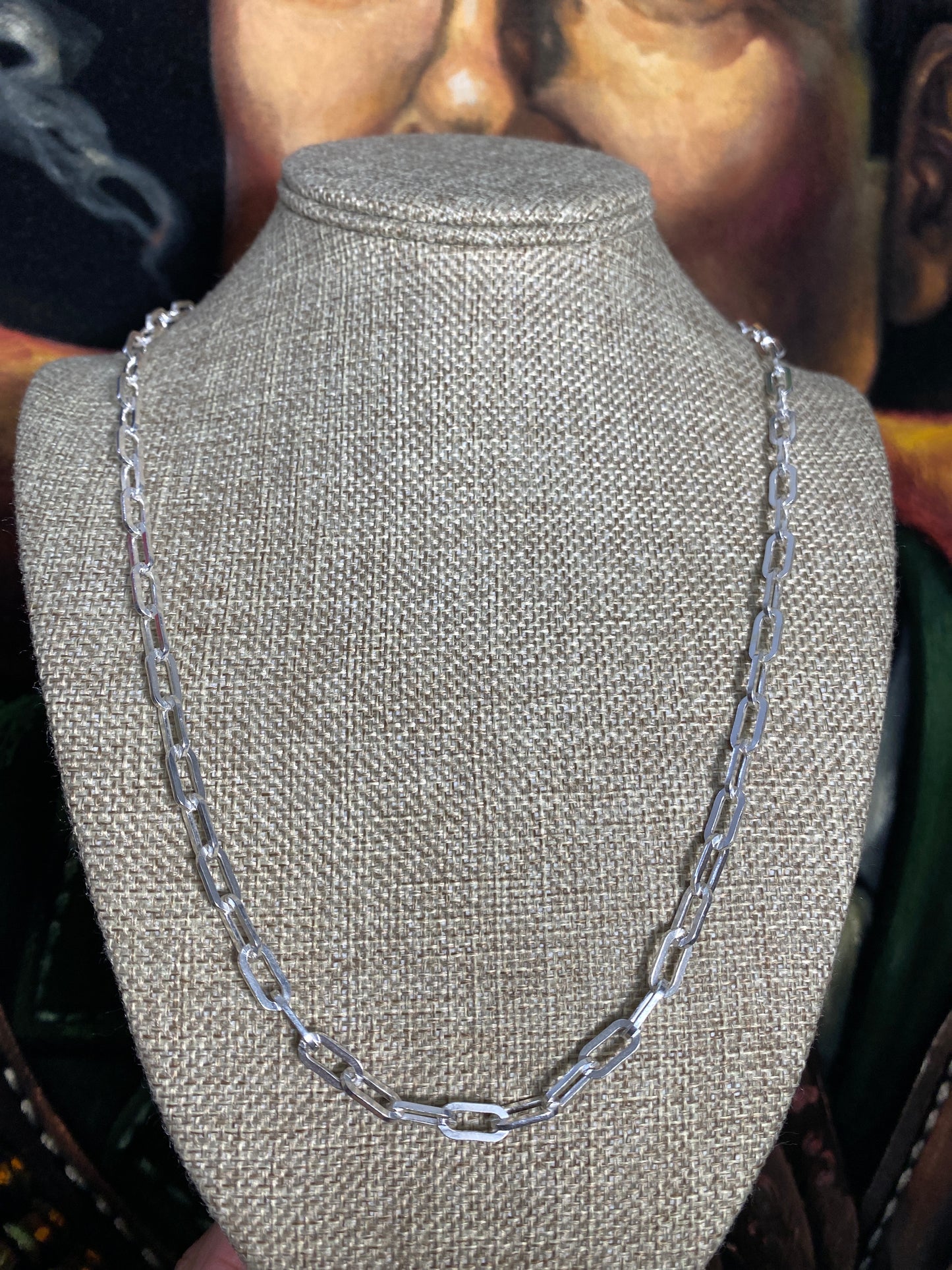 .925 Sterling Silver Solid Paper Clip Link Chain 24”